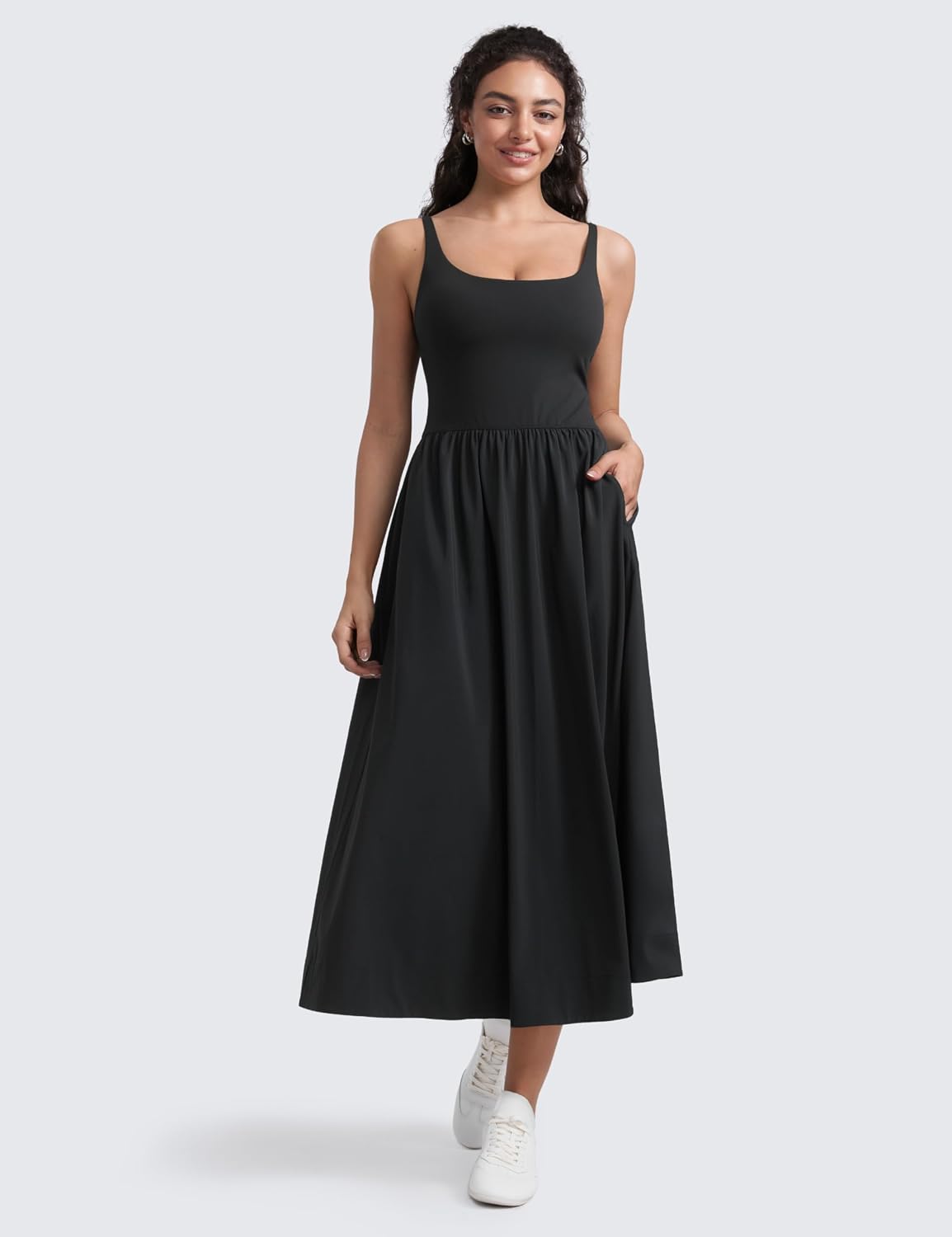 CRZ YOGA Square Neck Maxi Casual Dress
