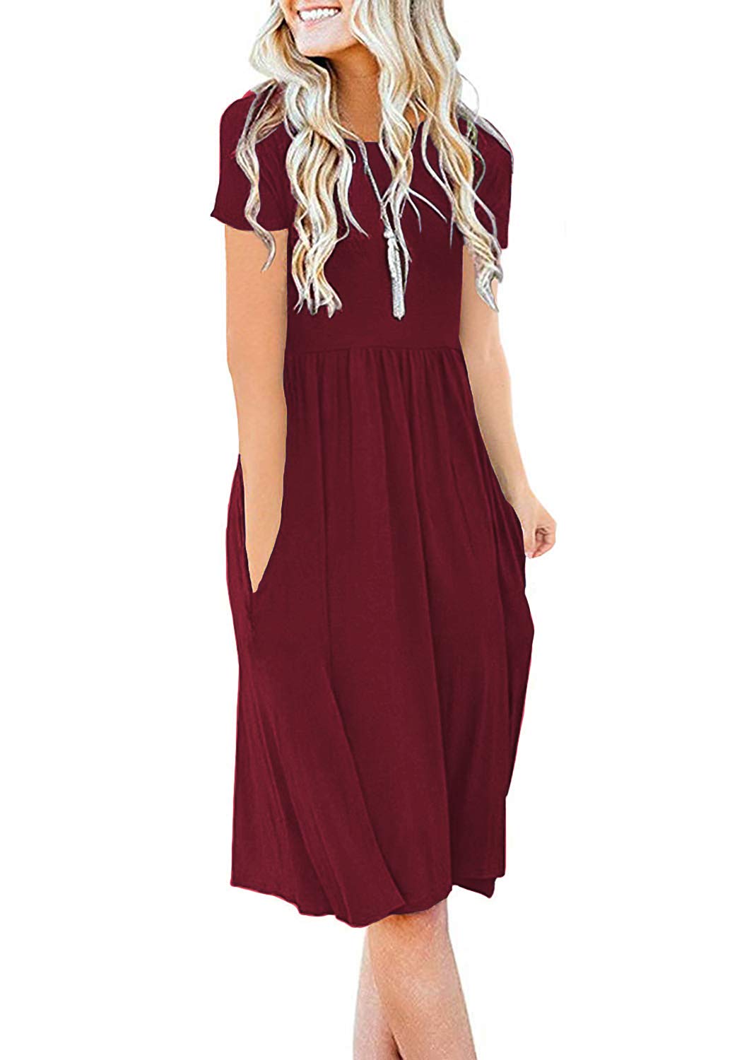 DB MOON Women Summer Casual Short Sleeve Dresses Empire Waist Dress