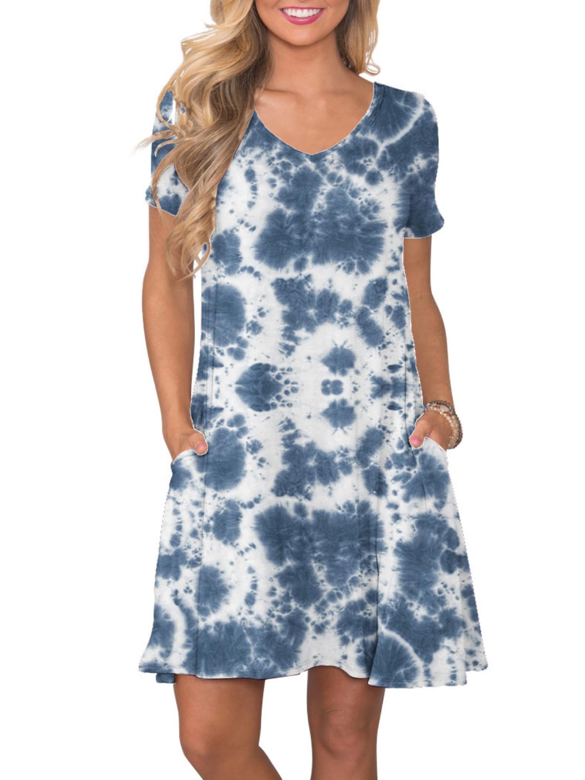 lionstill Women's Casual T Shirt Dress Summer Short Sleeve Swing Dresses with Pockets