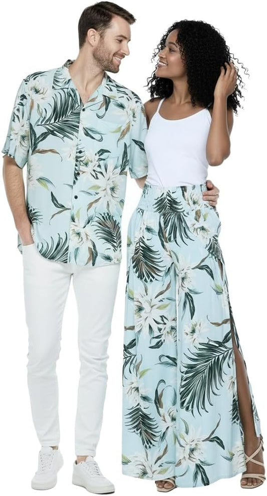 Matchable Couple Hawaiian Shirt or Pants Signature Prints Wispy Cereus
