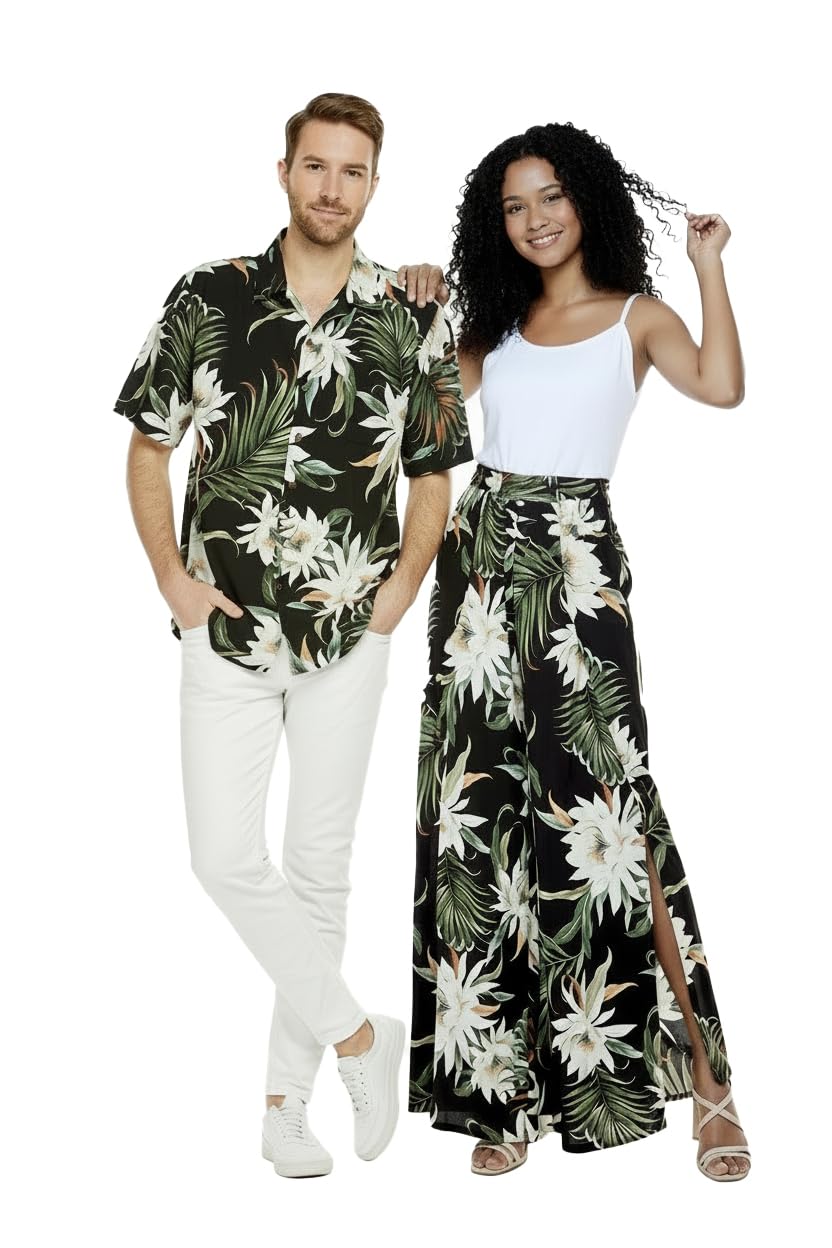 Matchable Couple Hawaiian Shirt or Pants Signature Prints Wispy Cereus