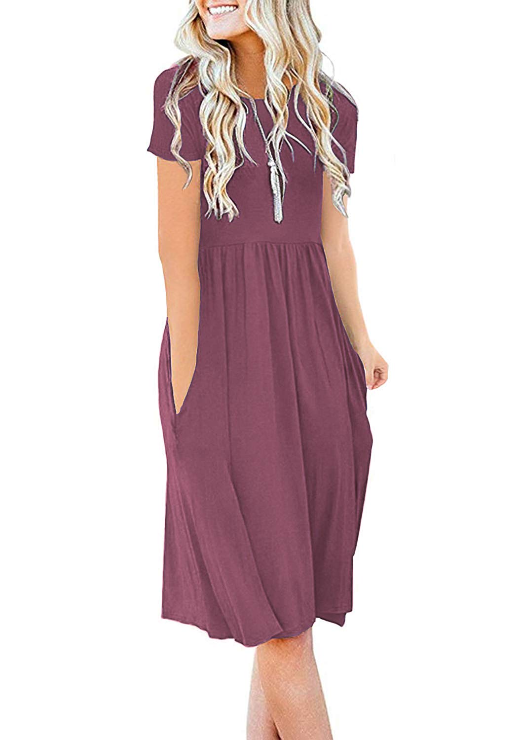 DB MOON Women Summer Casual Short Sleeve Dresses Empire Waist Dress
