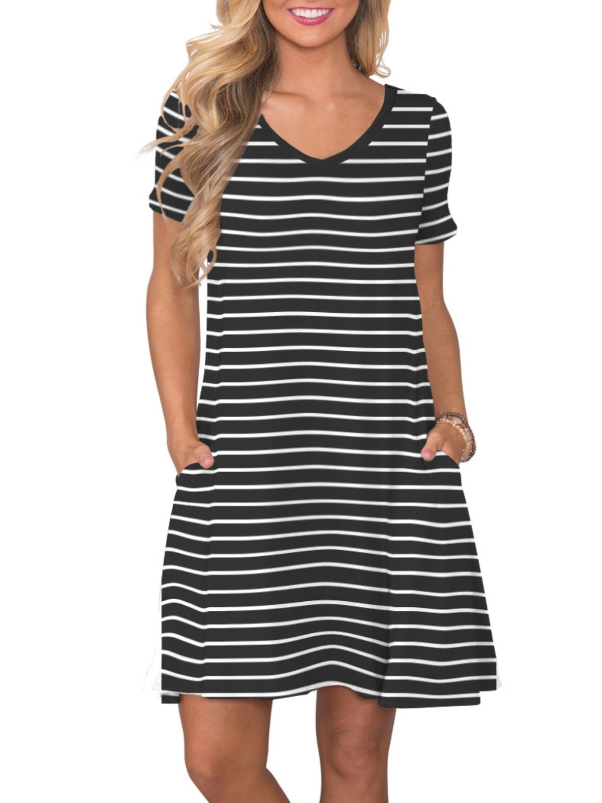 lionstill Women's Casual T Shirt Dress Summer Short Sleeve Swing Dresses with Pockets