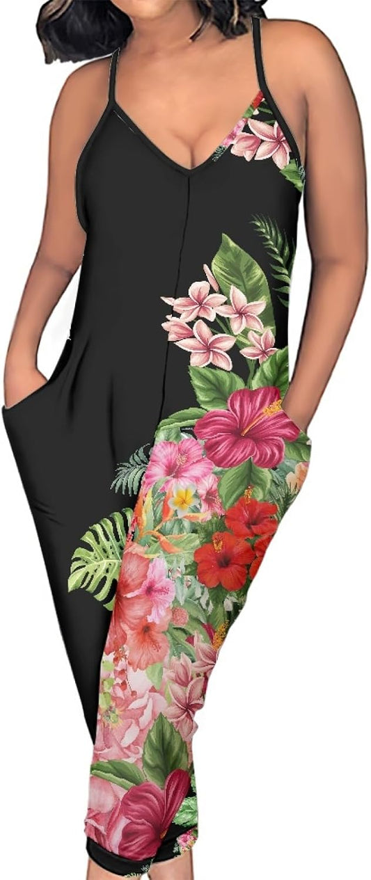 Matchable Couple Hawaiian Luau Men Shirt or Women V-Neck Jumpsuit