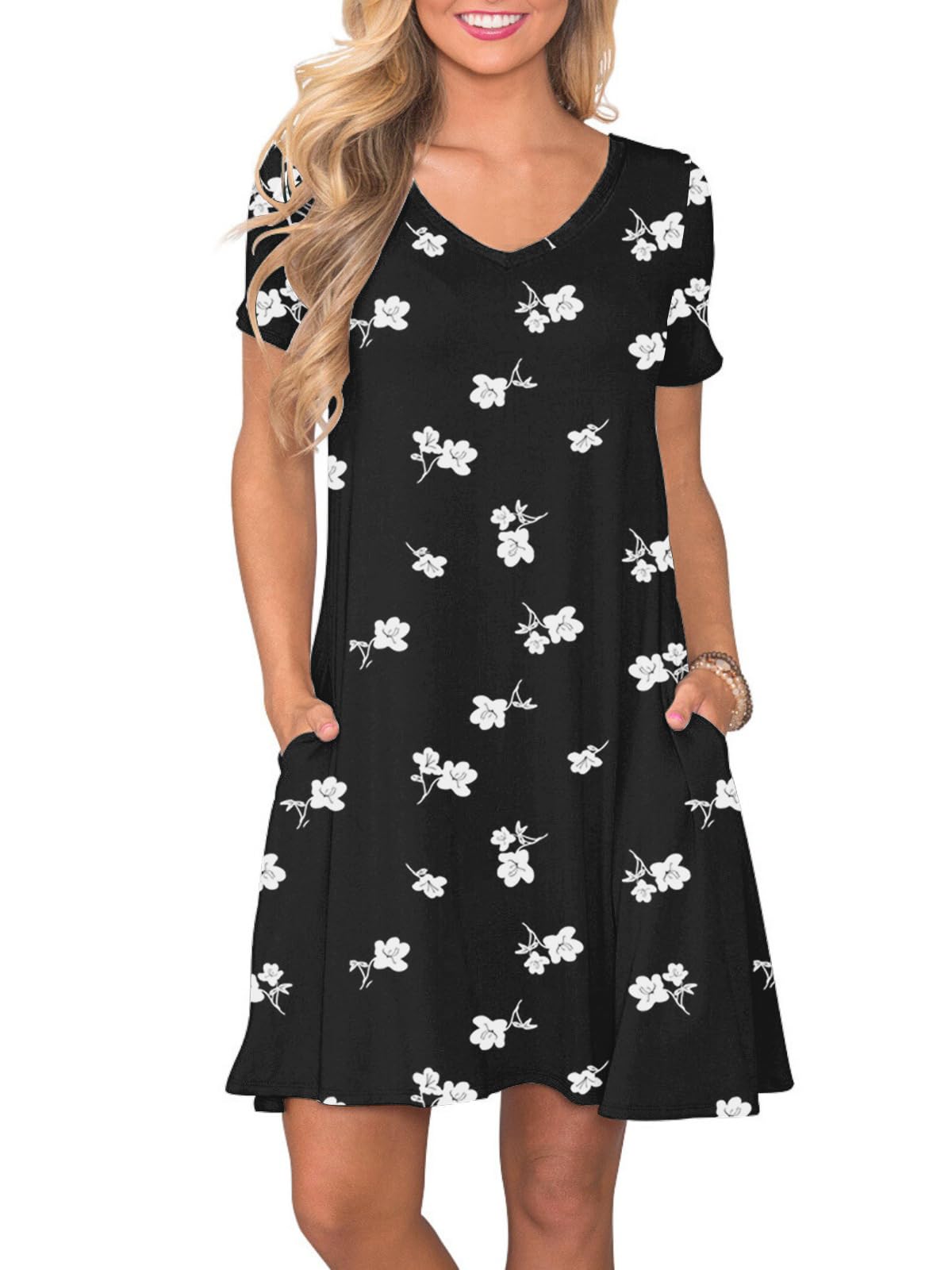 lionstill Women's Casual T Shirt Dress Summer Short Sleeve Swing Dresses with Pockets