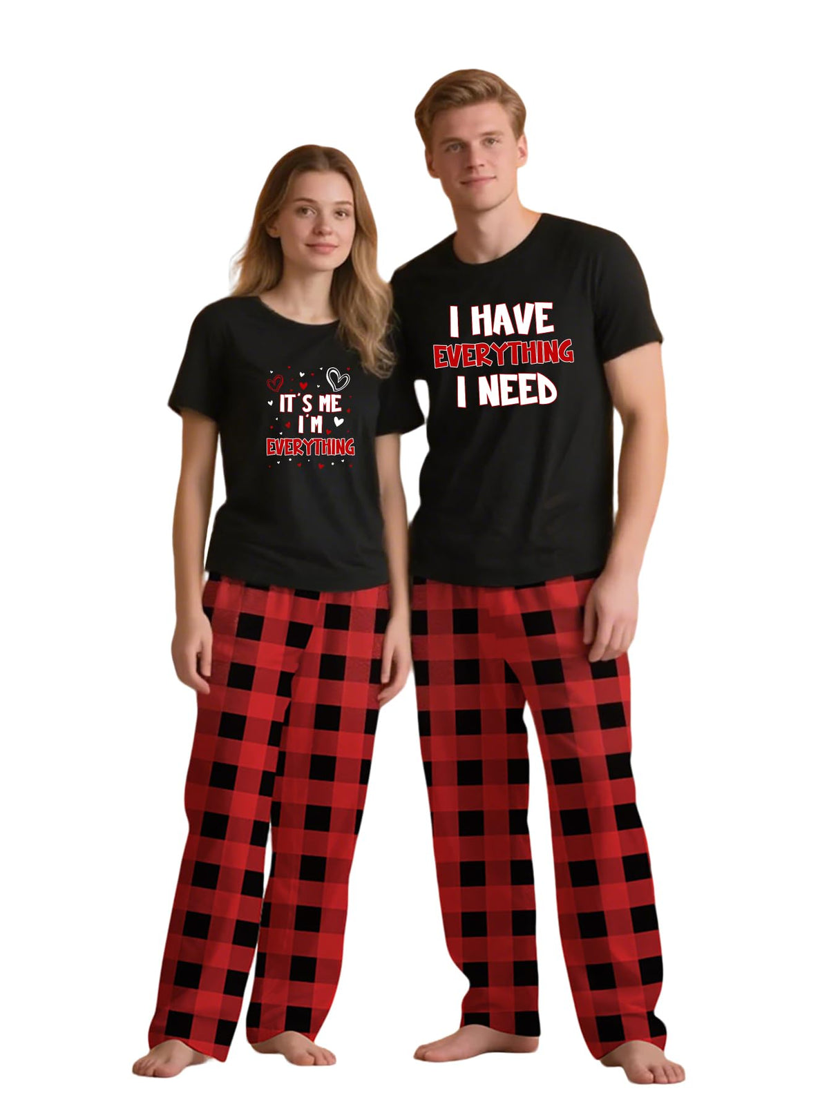 MI X TEE Matching Pajamas for Couples, His and Hers Sleepwear Sets