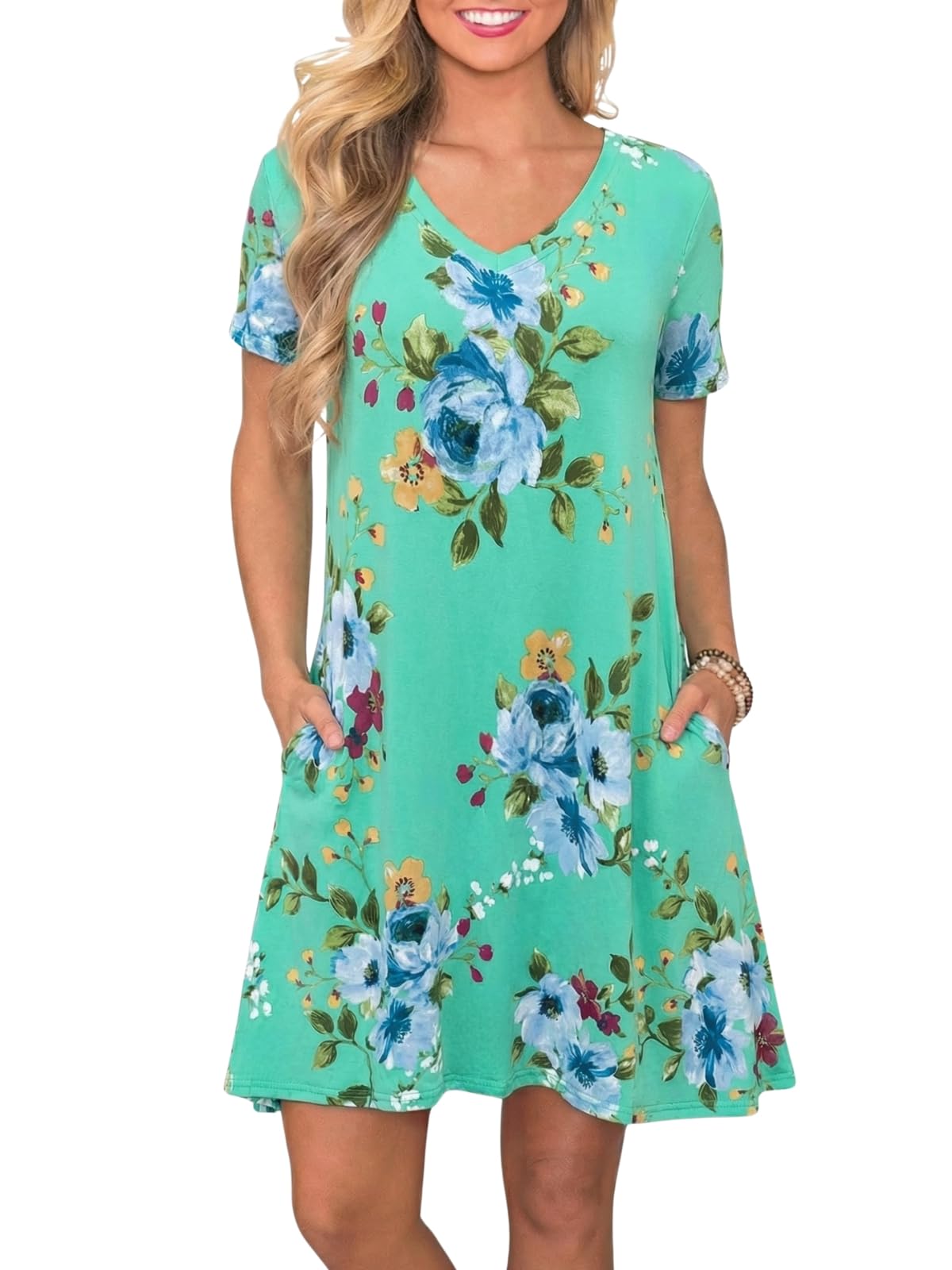 lionstill Women's Casual T Shirt Dress Summer Short Sleeve Swing Dresses with Pockets