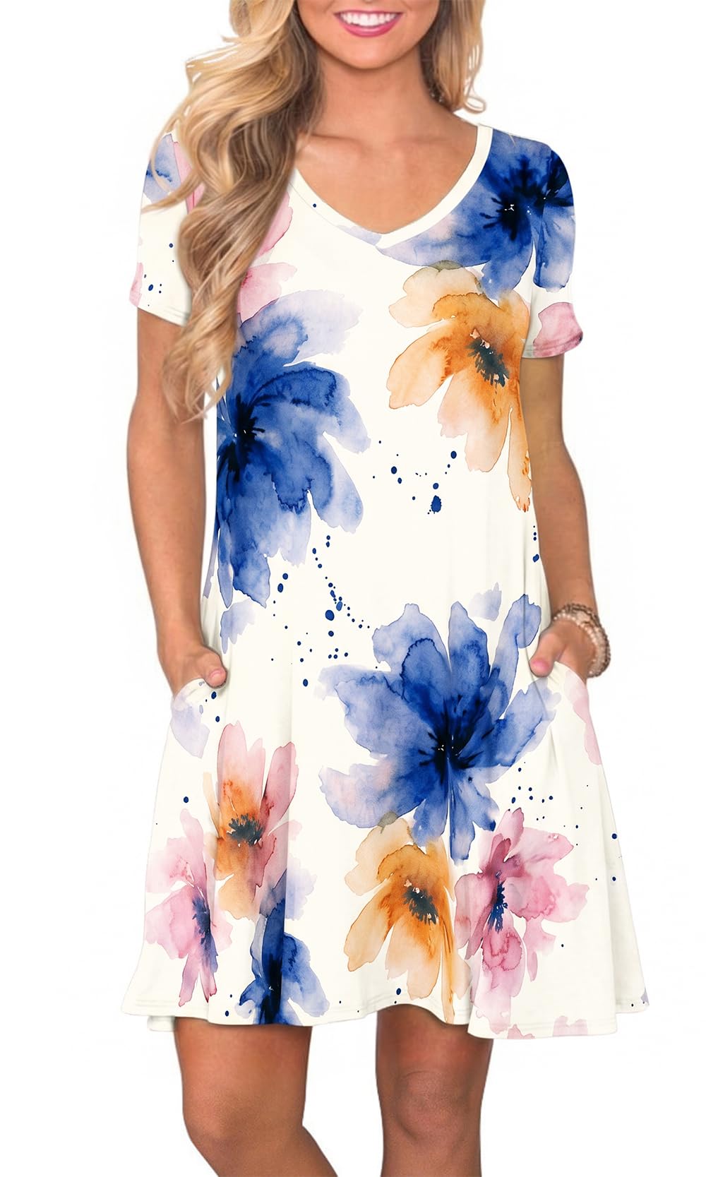 lionstill Women's Casual T Shirt Dress Summer Short Sleeve Swing Dresses with Pockets