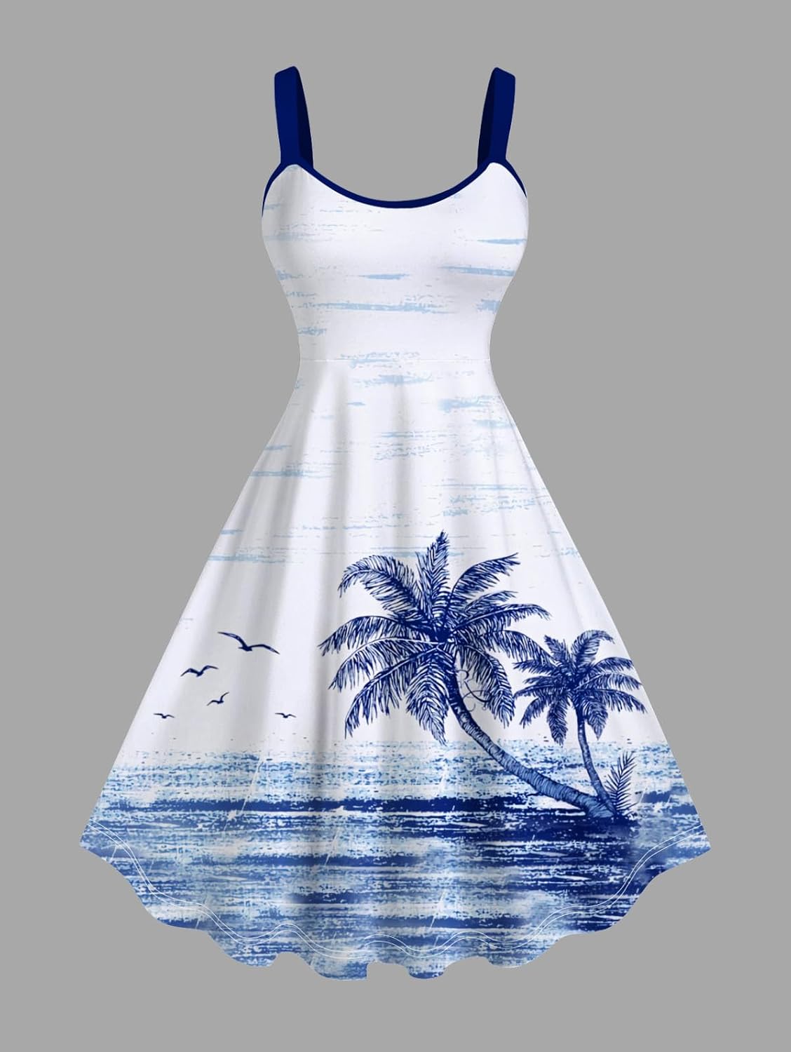 ROSE GAL Matchable Couple Hawaiian Coconut Tree Print Shirt or Plus Size Knee Length Fit and Flare Tank Dress