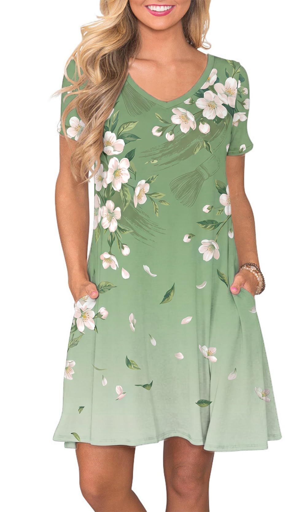 lionstill Women's Casual T Shirt Dress Summer Short Sleeve Swing Dresses with Pockets