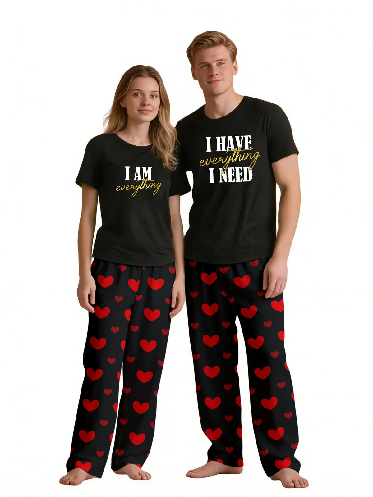 MI X TEE Matching Pajamas for Couples, His and Hers Sleepwear Sets