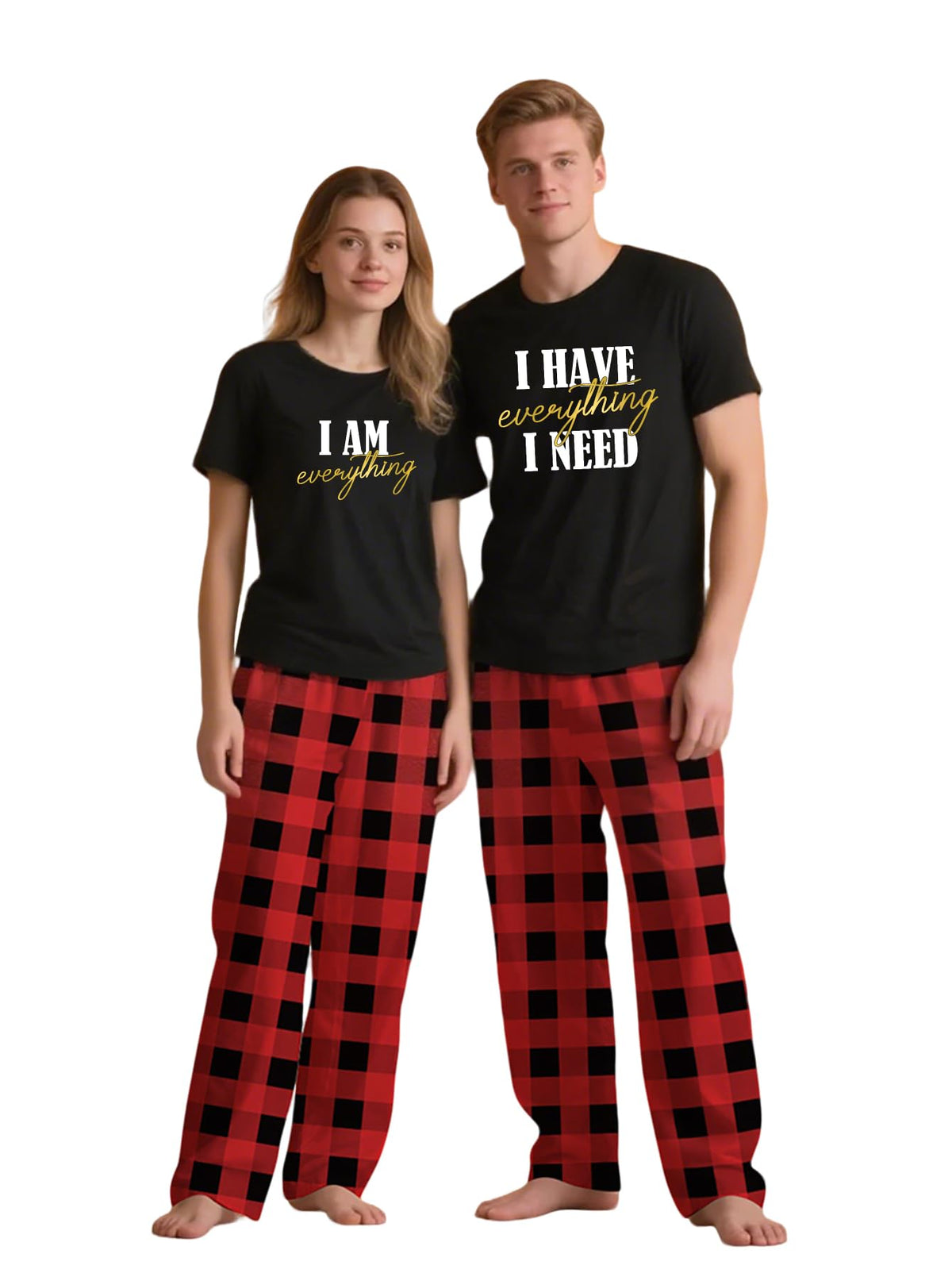 MI X TEE Matching Pajamas for Couples, His and Hers Sleepwear Sets