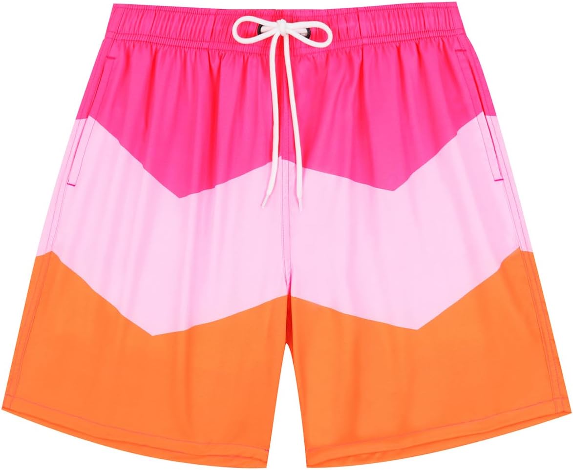 Colorblock Couples Matching Swimsuit His and Hers, Women Swimsuit 3 Piece Set with Skirt, Men Swimtrunks with Lining