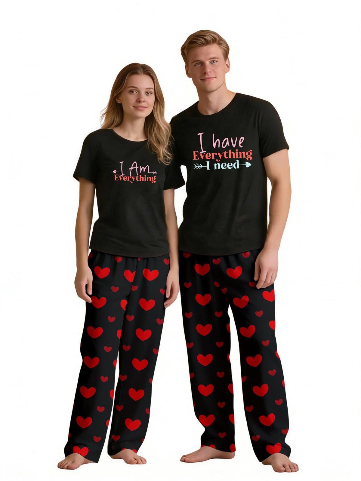 MI X TEE Matching Pajamas for Couples, His and Hers Sleepwear Sets