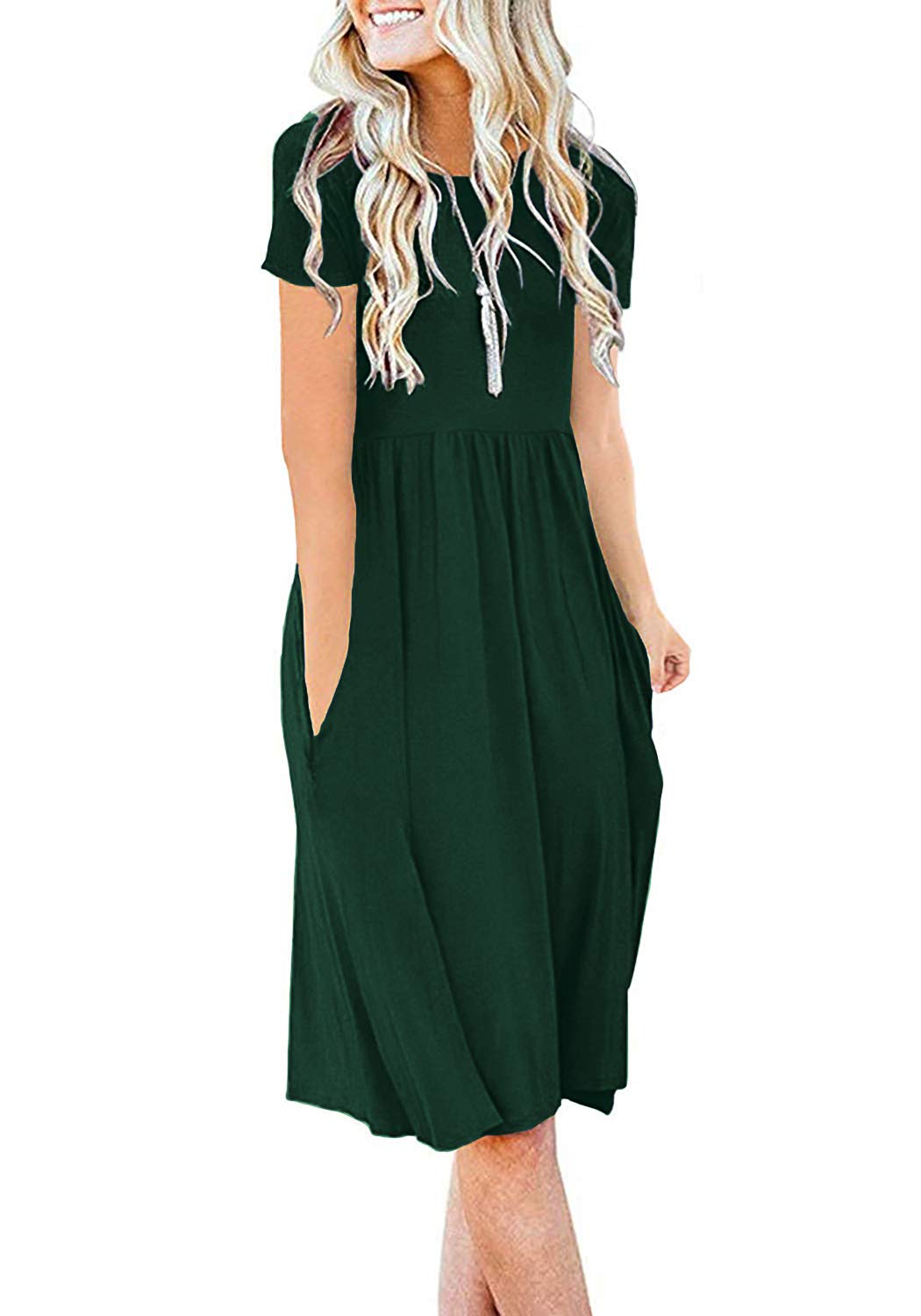 DB MOON Women Summer Casual Short Sleeve Dresses Empire Waist Dress