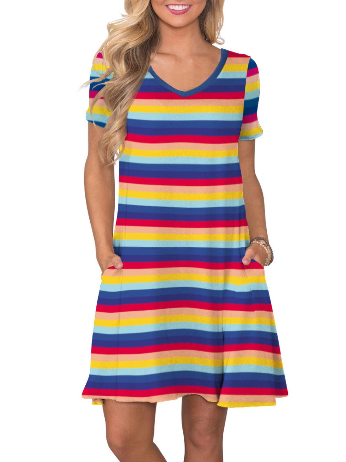lionstill Women's Casual T Shirt Dress Summer Short Sleeve Swing Dresses with Pockets