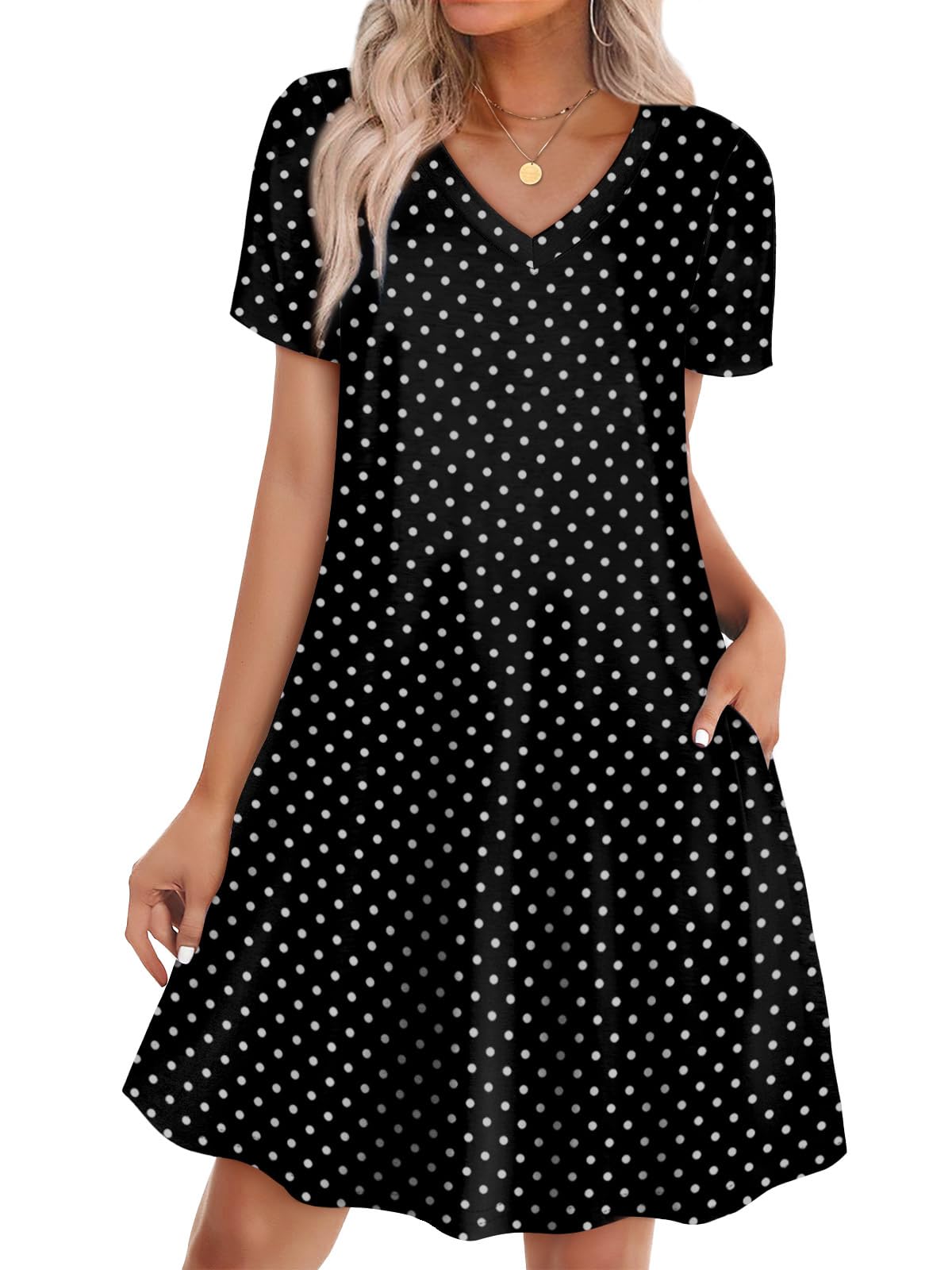 WIHOLL Boho Summer Dresses for Women Casual Loose T Shirt Dress with Pockets Beach Vacation Outfits S-4XL