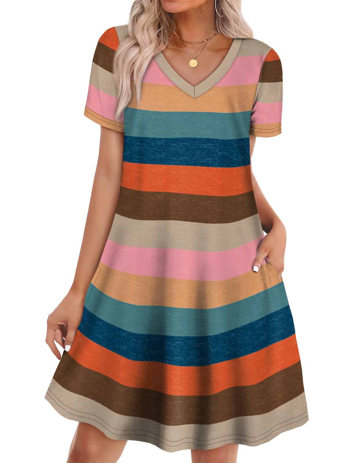 WIHOLL Boho Summer Dresses for Women Casual Loose T Shirt Dress with Pockets Beach Vacation Outfits S-4XL