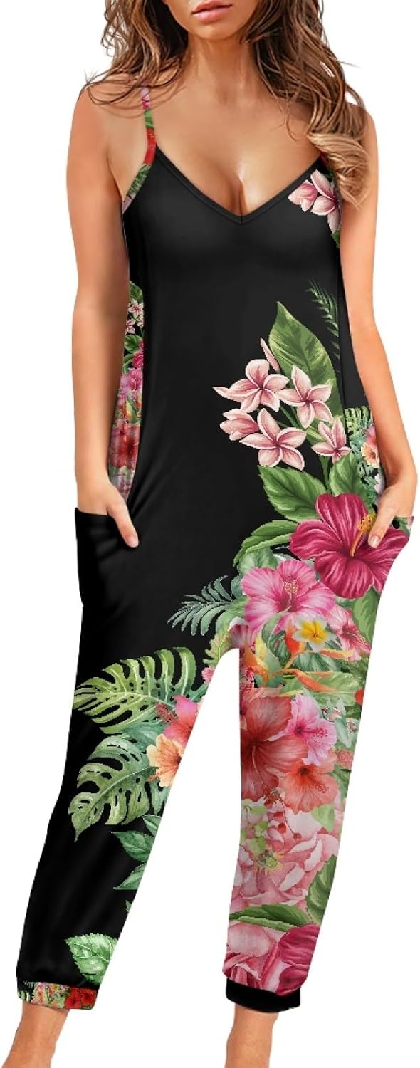 Matchable Couple Hawaiian Luau Men Shirt or Women V-Neck Jumpsuit