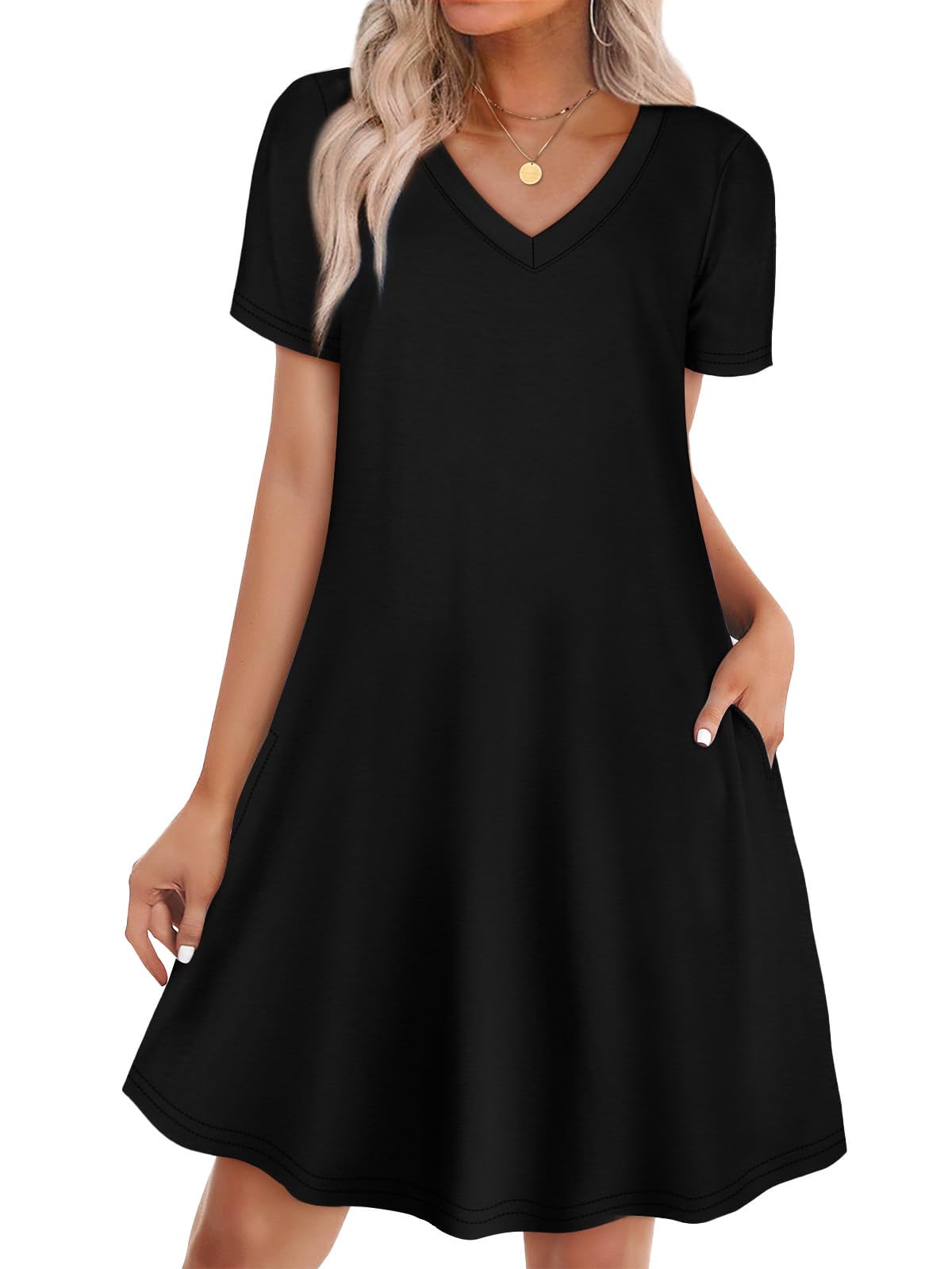 WIHOLL Boho Summer Dresses for Women Casual Loose T Shirt Dress with Pockets Beach Vacation Outfits S-4XL