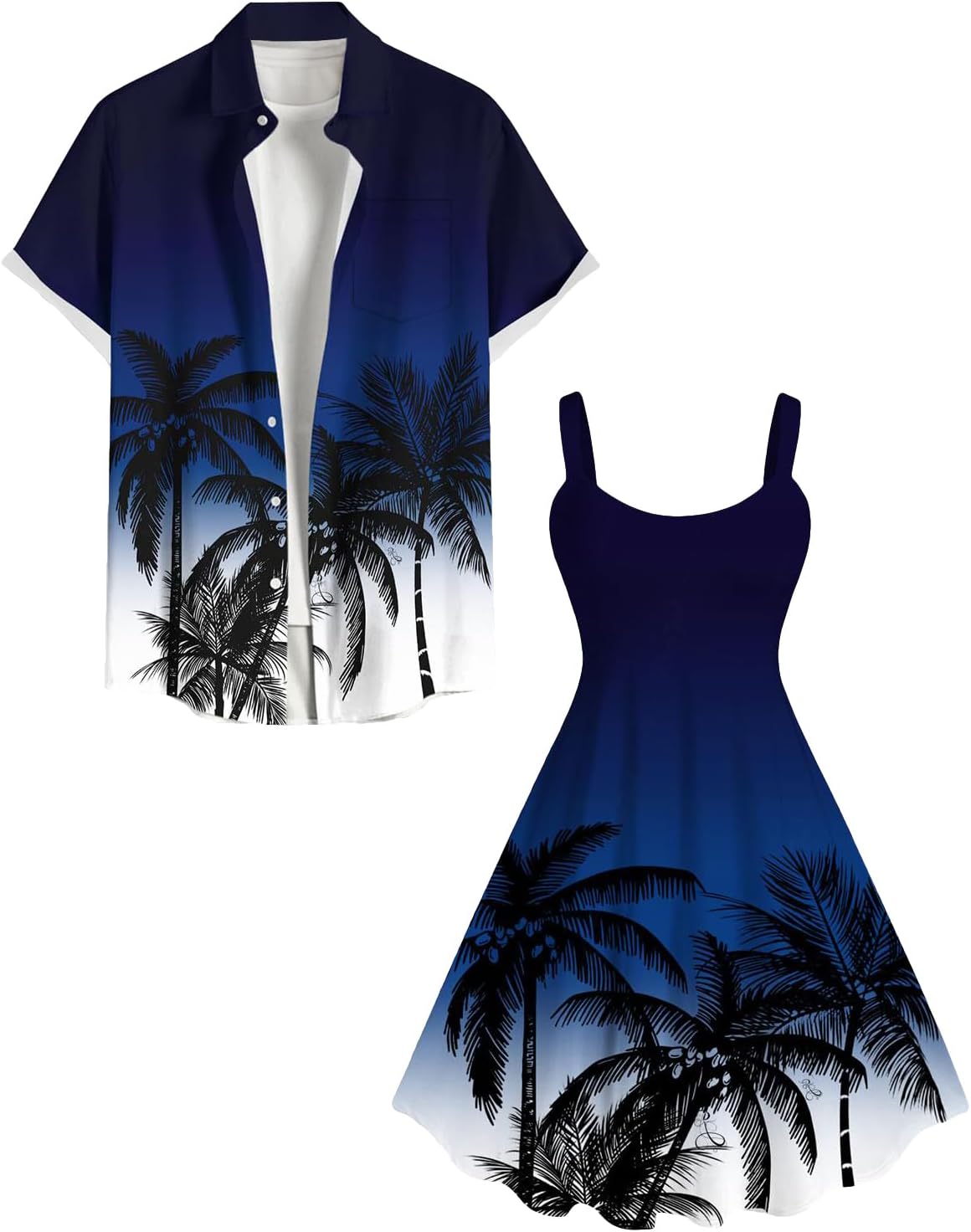 ROSE GAL Matchable Couples Hawaiian Men Shirt and Women Vintage Vintage Sleeveless Dress