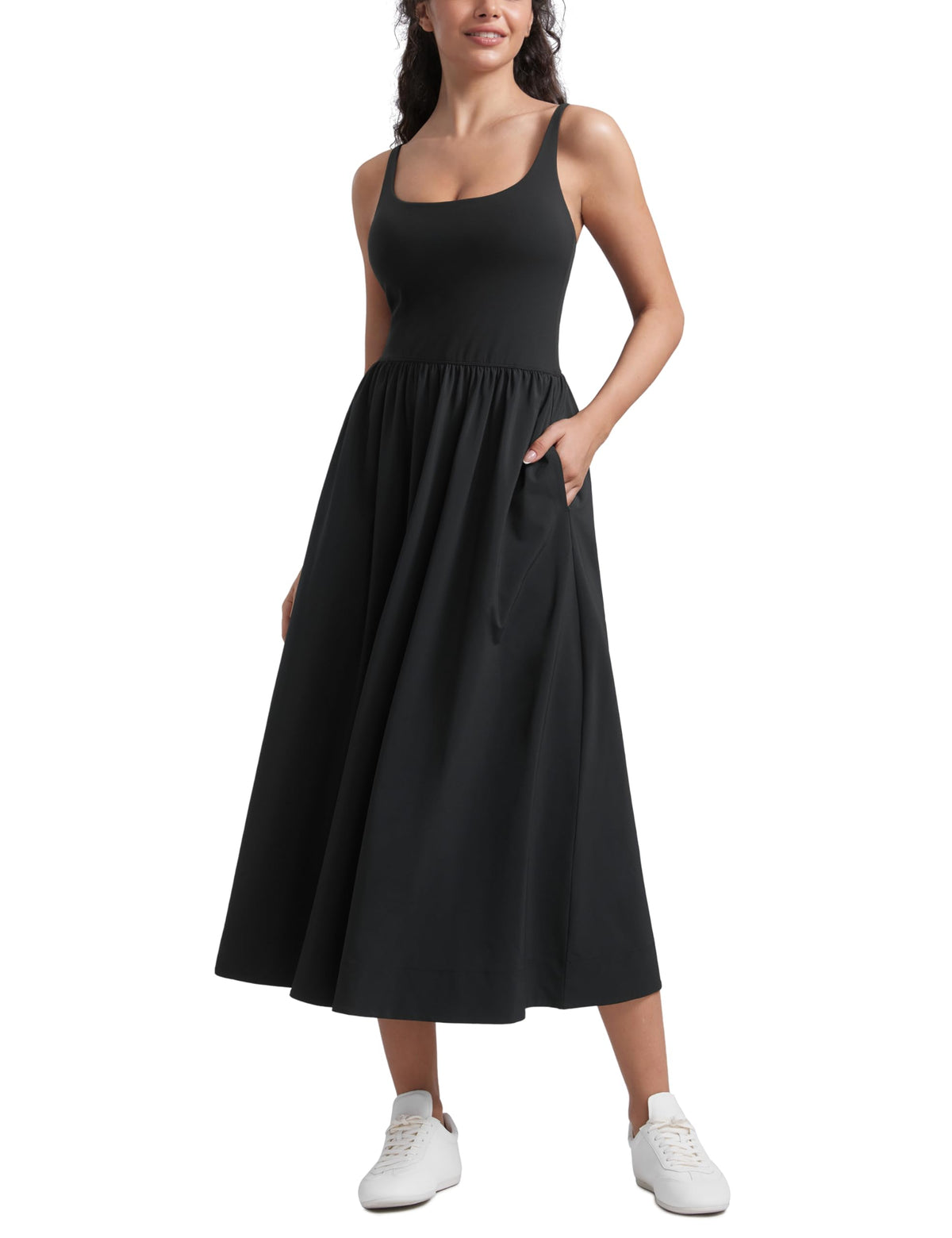 CRZ YOGA Square Neck Maxi Casual Dress