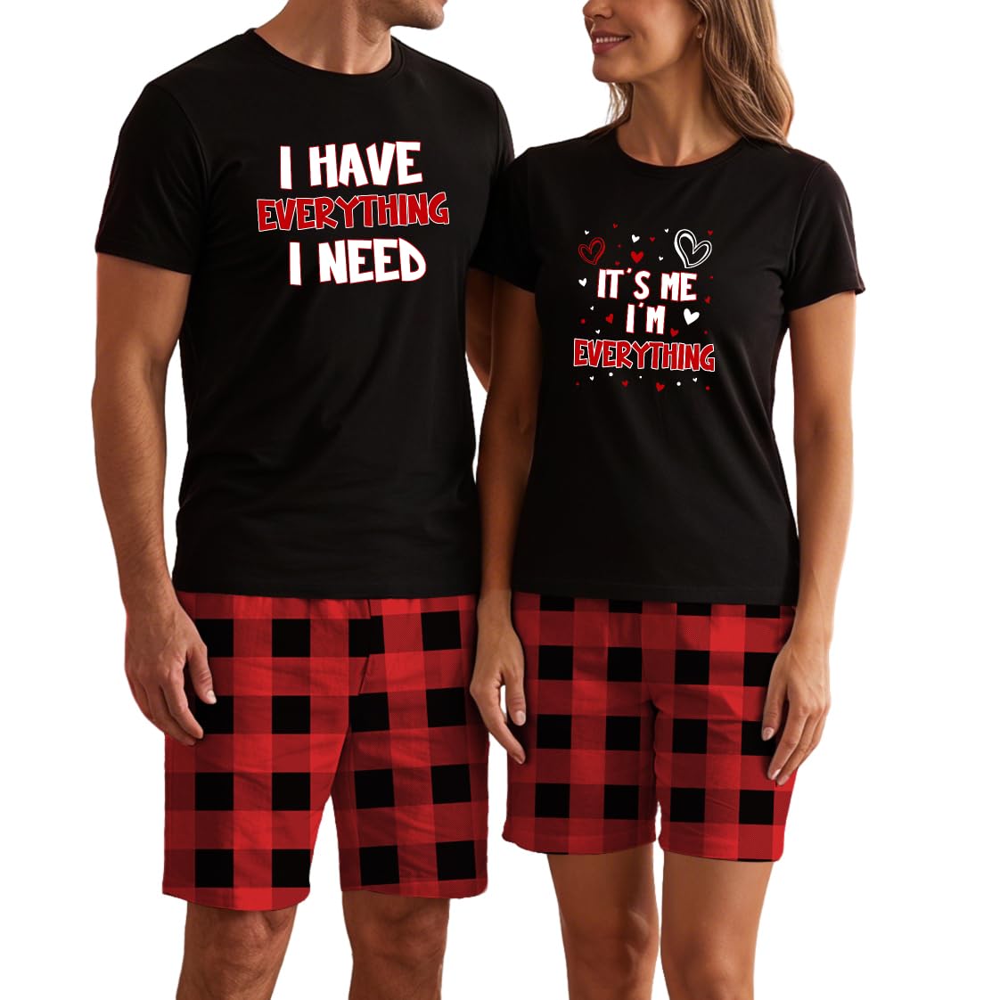 MI X TEE Matching Pajamas for Couples, His and Hers Sleepwear Sets
