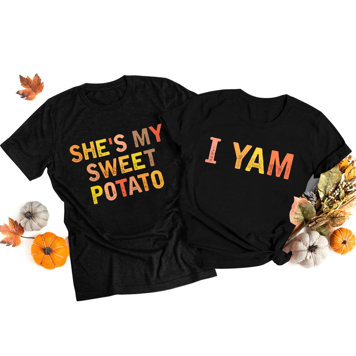 She's My Sweet Potato I Yam T-Shirt Couples Holiday Matching Shirts for Husband and Wife Casual Short Sleeve Tops
