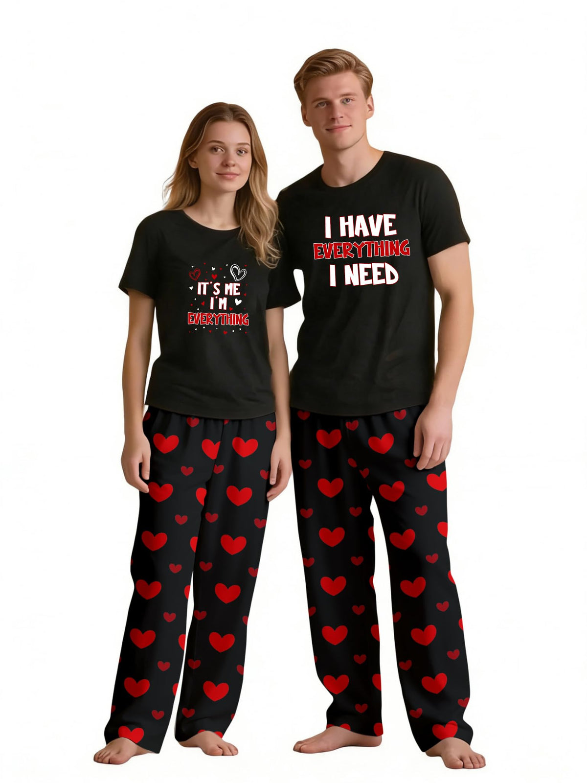 MI X TEE Matching Pajamas for Couples, His and Hers Sleepwear Sets