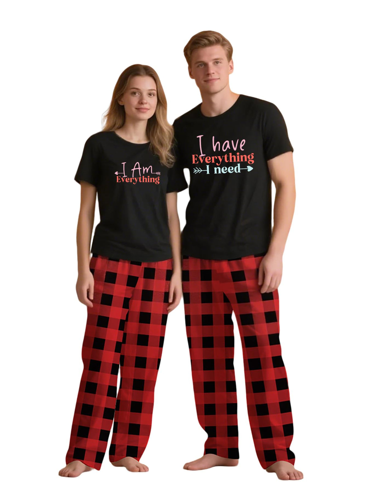 MI X TEE Matching Pajamas for Couples, His and Hers Sleepwear Sets