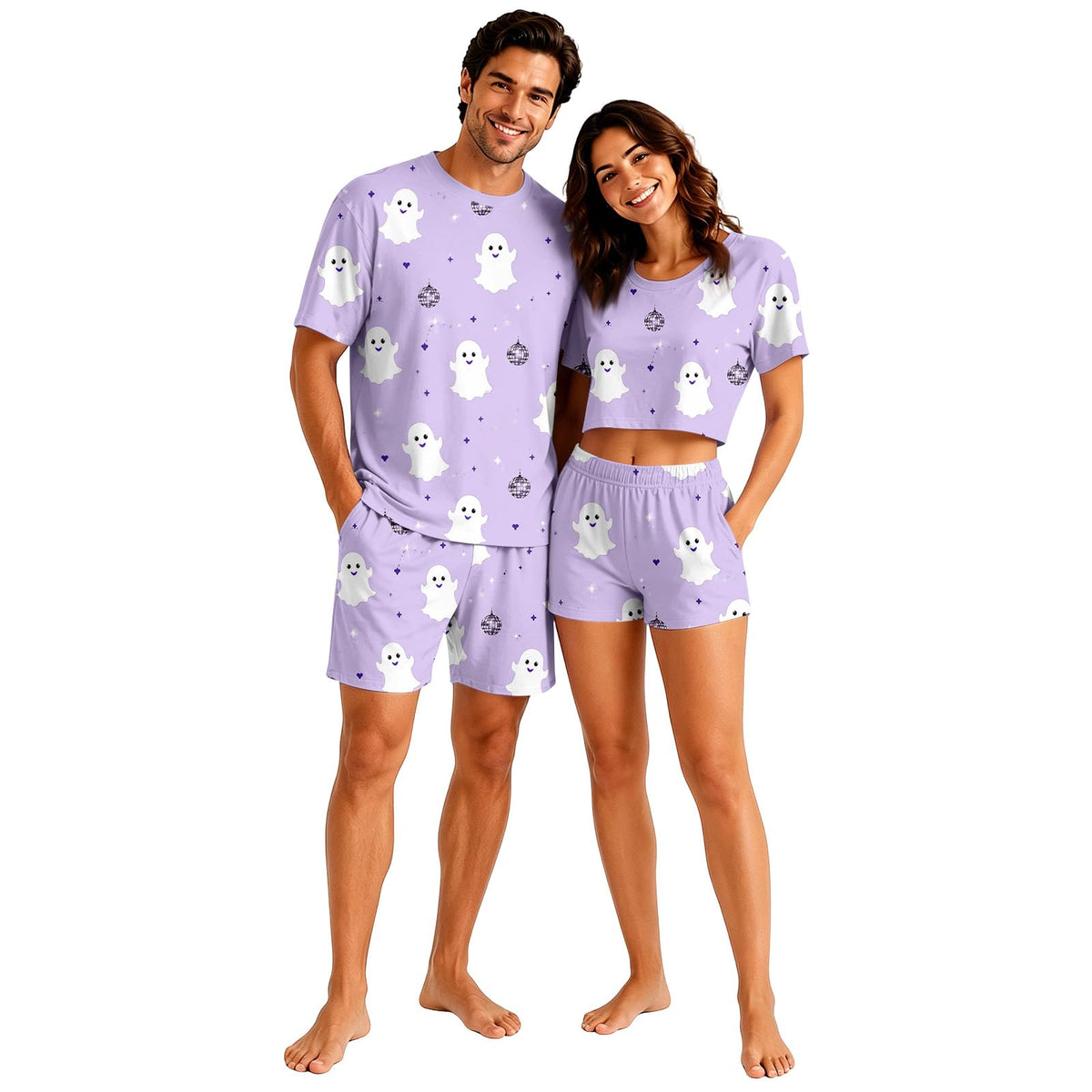Matching Pjs for Couples Pumpkin Funny Short Sleeve Tops Matching Shorts