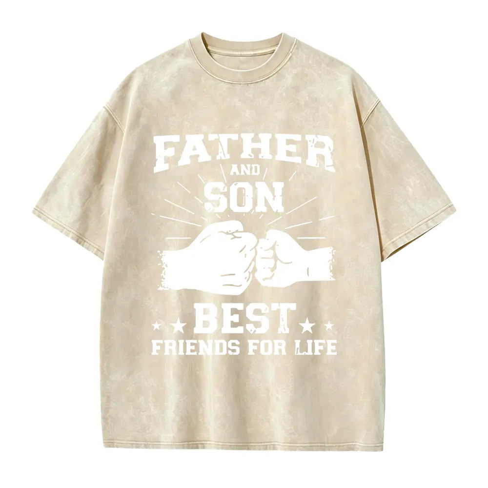 Women's Short-Sleeve T-Shirt - American Trendy Brand, Father-Son Friendship Word & Graffiti Letter Prints, Unisex High Street Style, Smooth Ribbed Seamless Fabric,sohochic