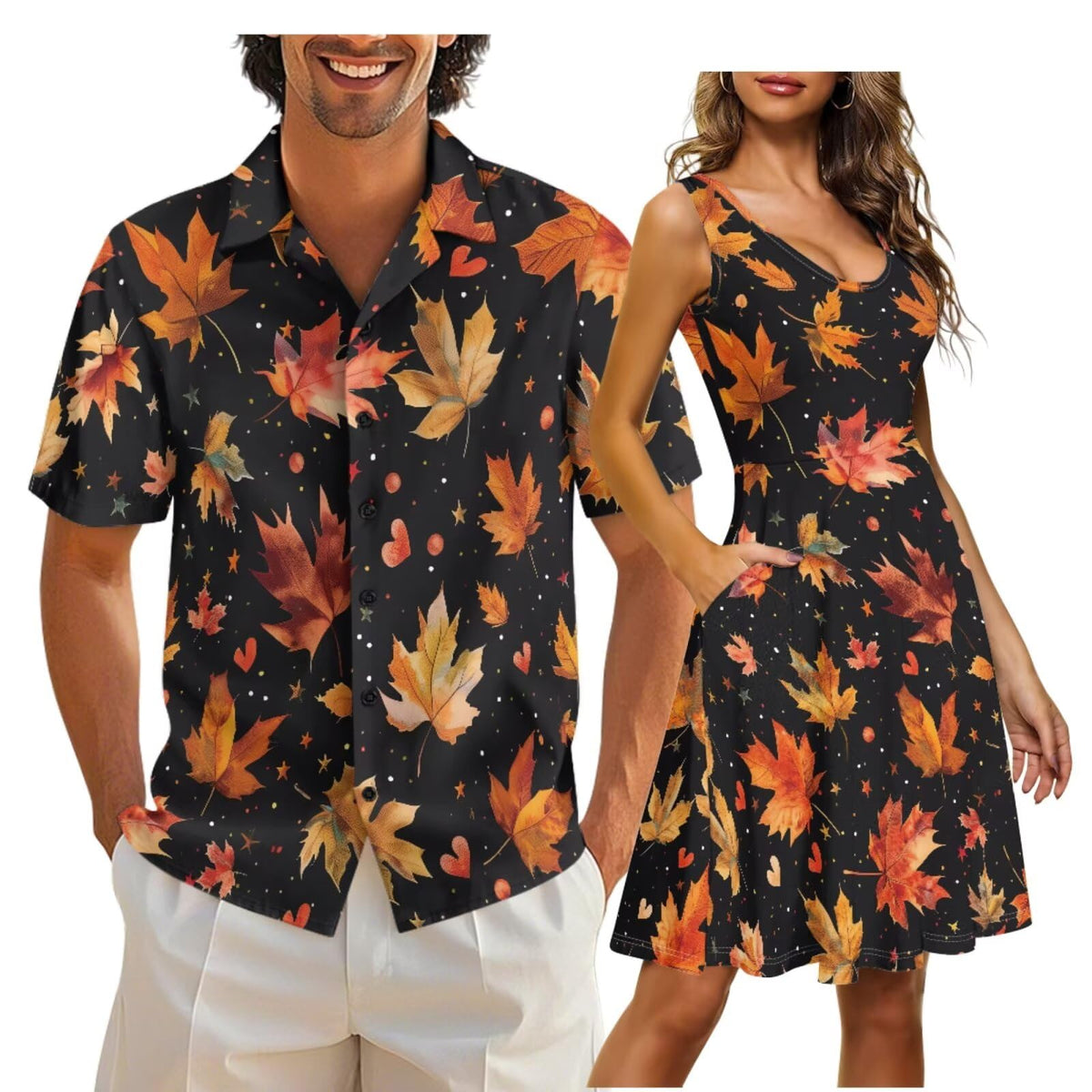 Cozeyat Independence Day Matching Outfits for Couples Mens Short Sleeve Button Down Shirts Womens Sleeveless Dress