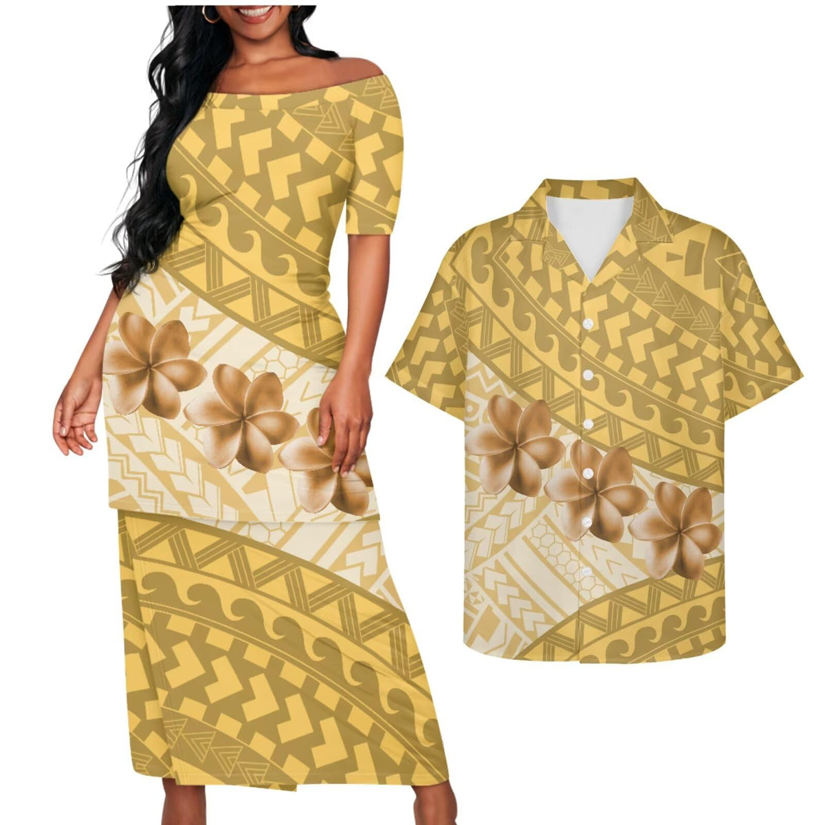 Samoa Couple Outfit Puletasi Samoa Dress Polynesian Shirts for Men Puletasi Samoan Traditional Dress Hawaiian