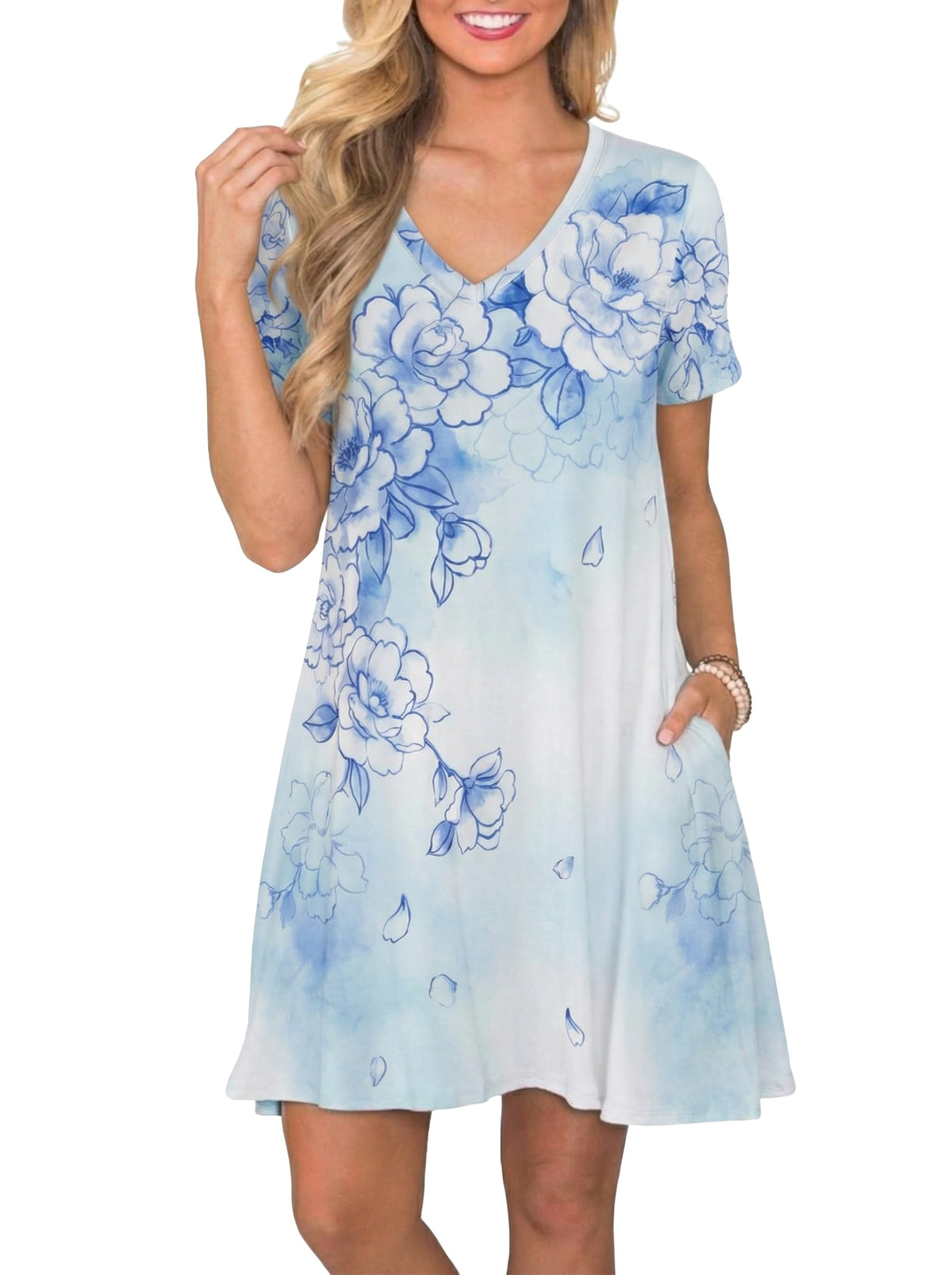 lionstill Women's Casual T Shirt Dress Summer Short Sleeve Swing Dresses with Pockets