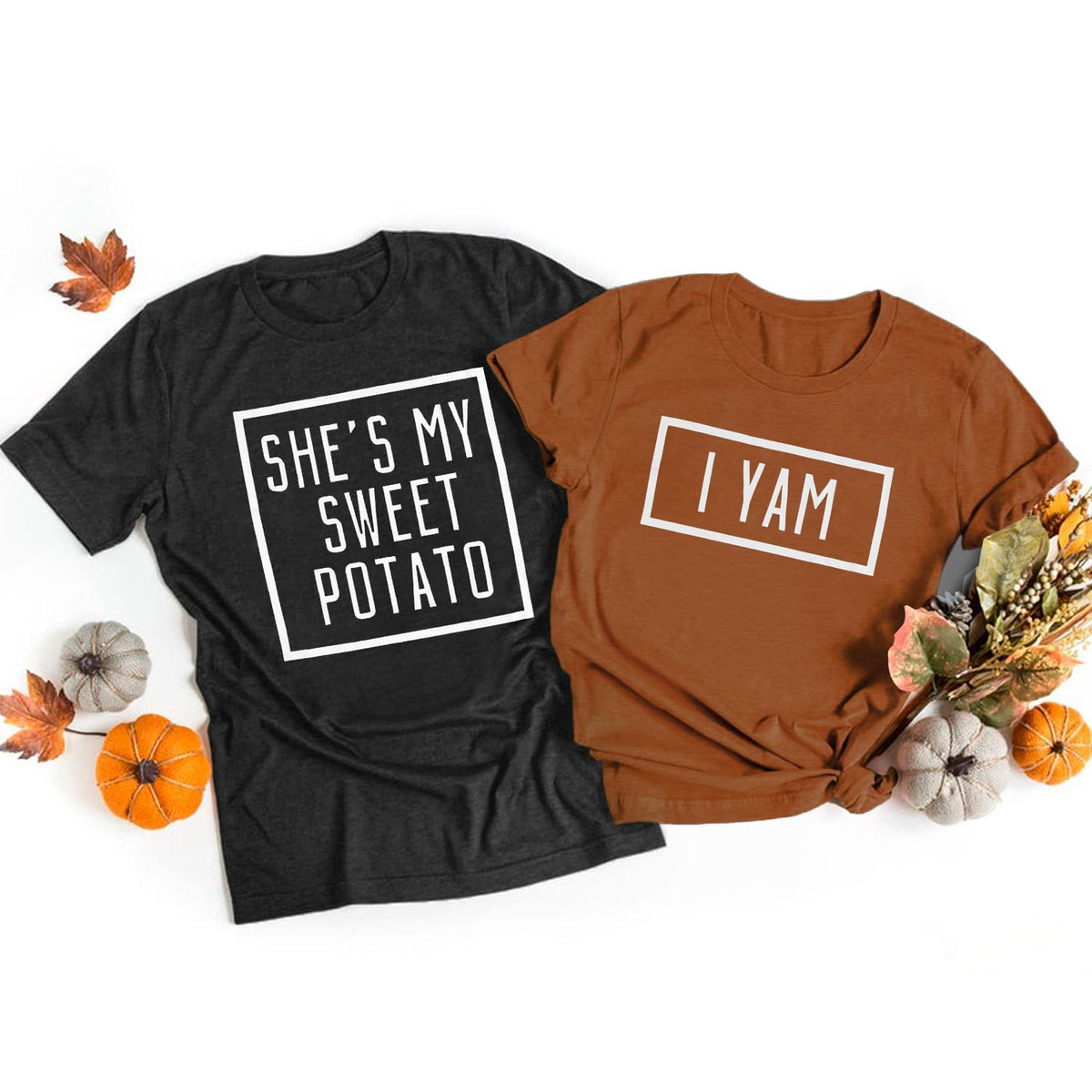 She's My Sweet Potato I Yam T-Shirt Couples Holiday Matching Shirts for Husband and Wife Casual Short Sleeve Tops