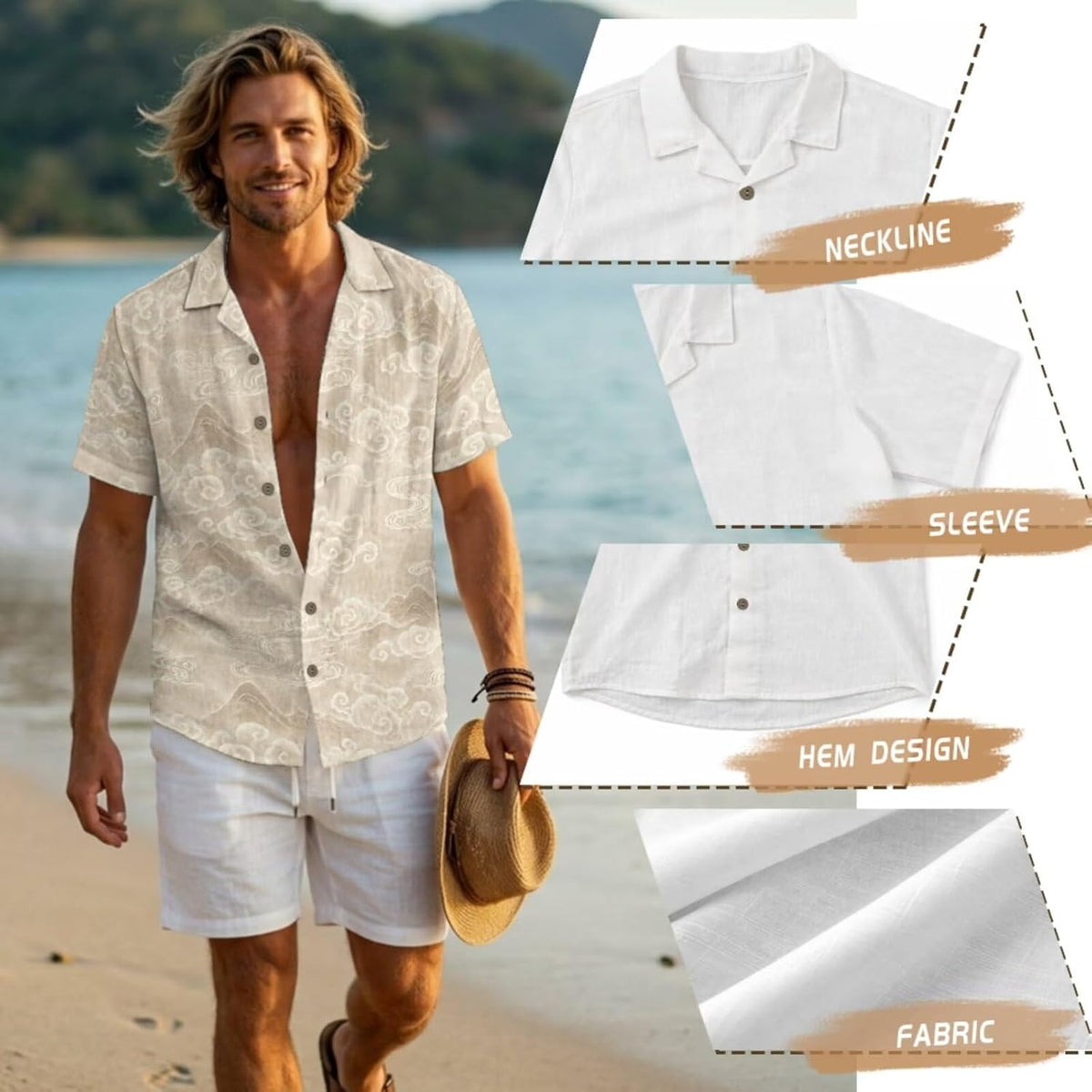 Women's Summer Dresses Sleeveless Sundresses, Men's Button Down Short Sleeve Shirts, Linen Couple Matching Outfits