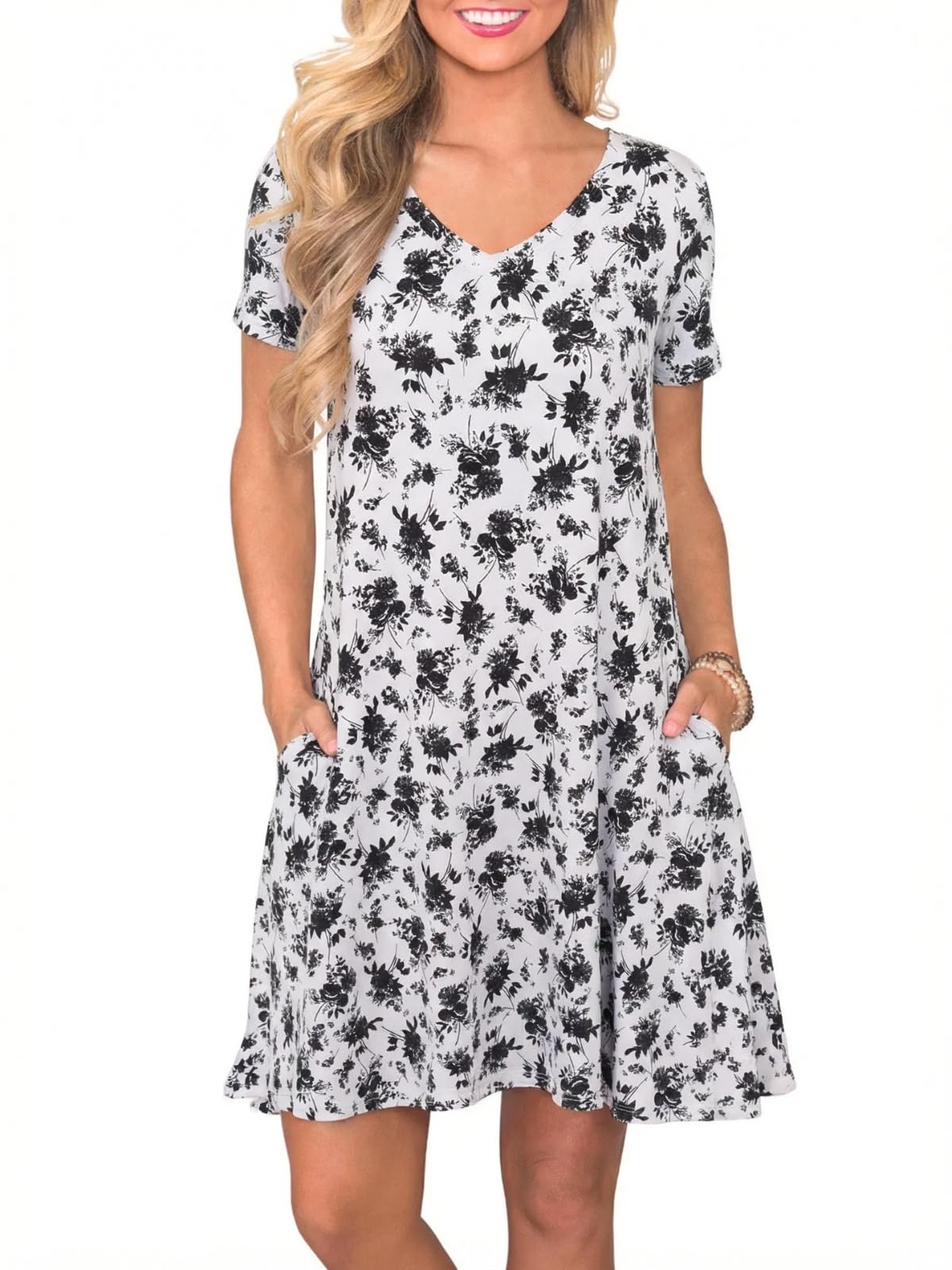 lionstill Women's Casual T Shirt Dress Summer Short Sleeve Swing Dresses with Pockets