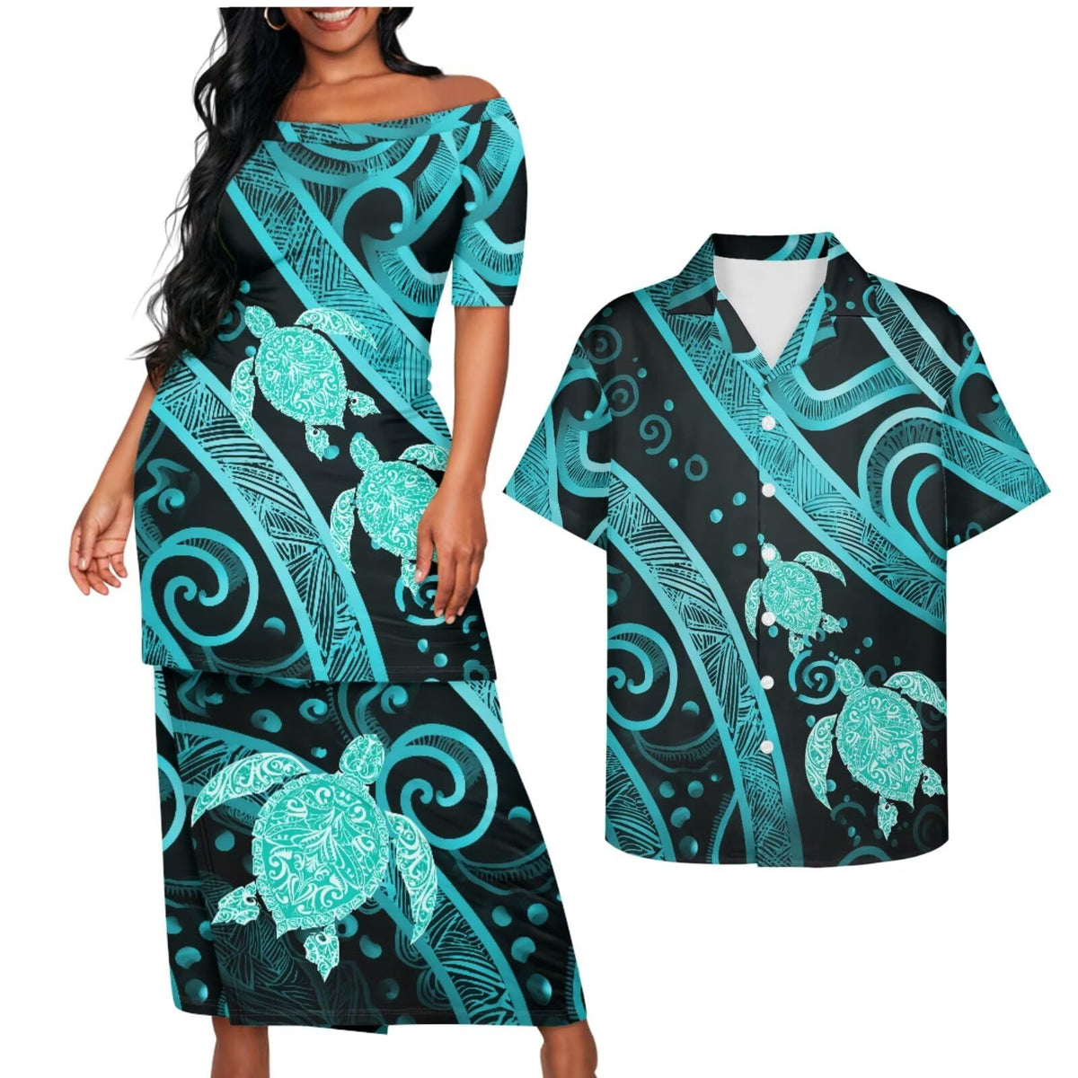 Samoa Couple Outfit Puletasi Samoa Dress Polynesian Shirts for Men Puletasi Samoan Traditional Dress Hawaiian