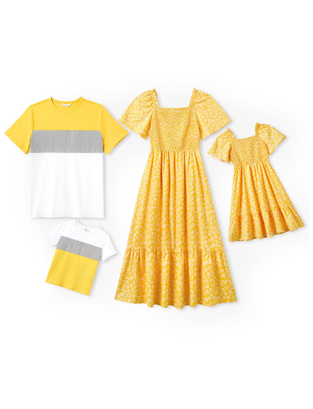 PATPAT Family Matching Outfits Mommy and Me Dresses Floral Dress & T-Shirts