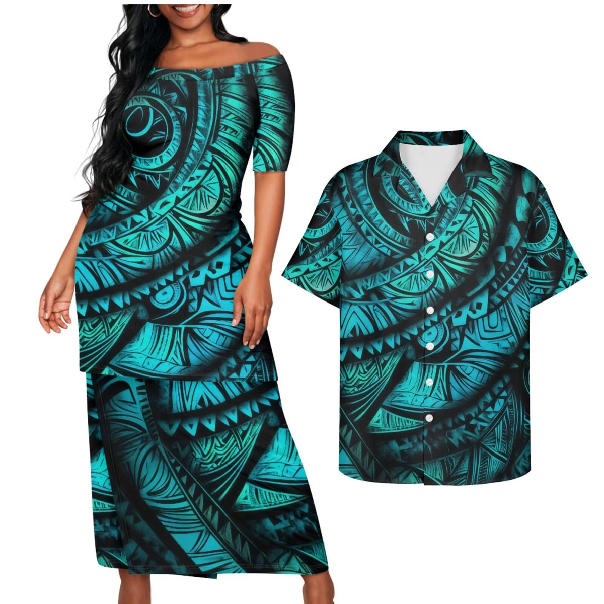 Samoa Couple Outfit Puletasi Samoa Dress Polynesian Shirts for Men Puletasi Samoan Traditional Dress Hawaiian
