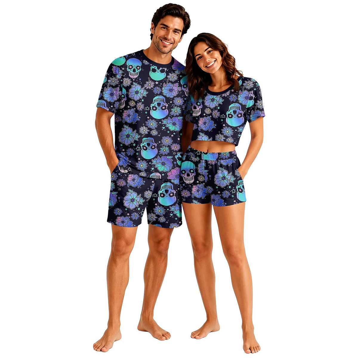 Matching Pjs for Couples Pumpkin Funny Short Sleeve Tops Matching Shorts