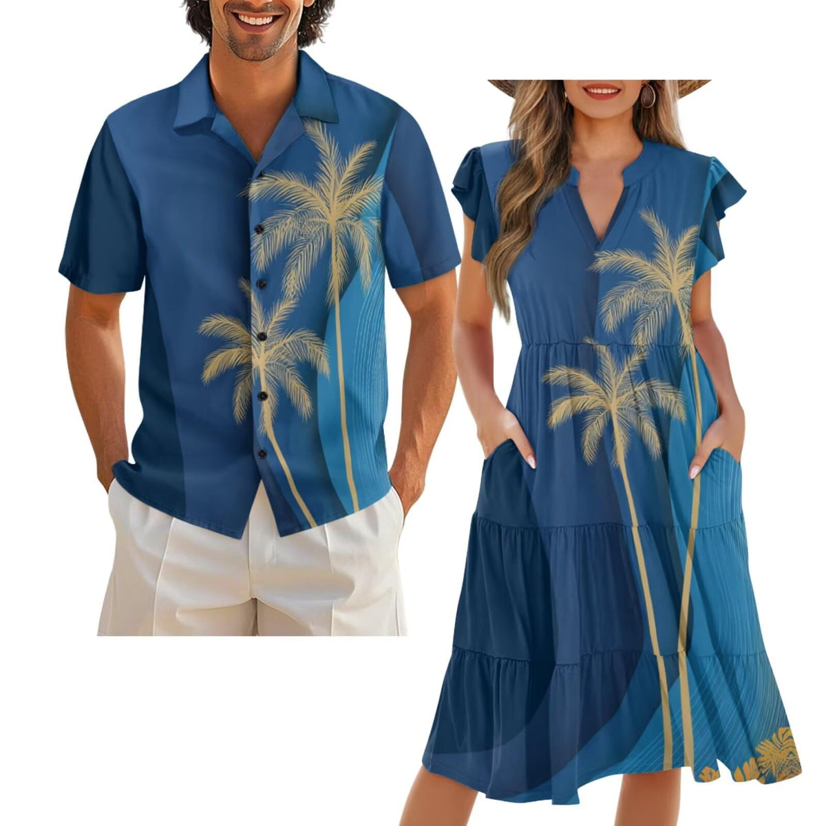 Matching Hawaiian Outfits for Couples Matching Tropical Outfits Vacation Clothes Womens Summer Dresses Mens Shirts