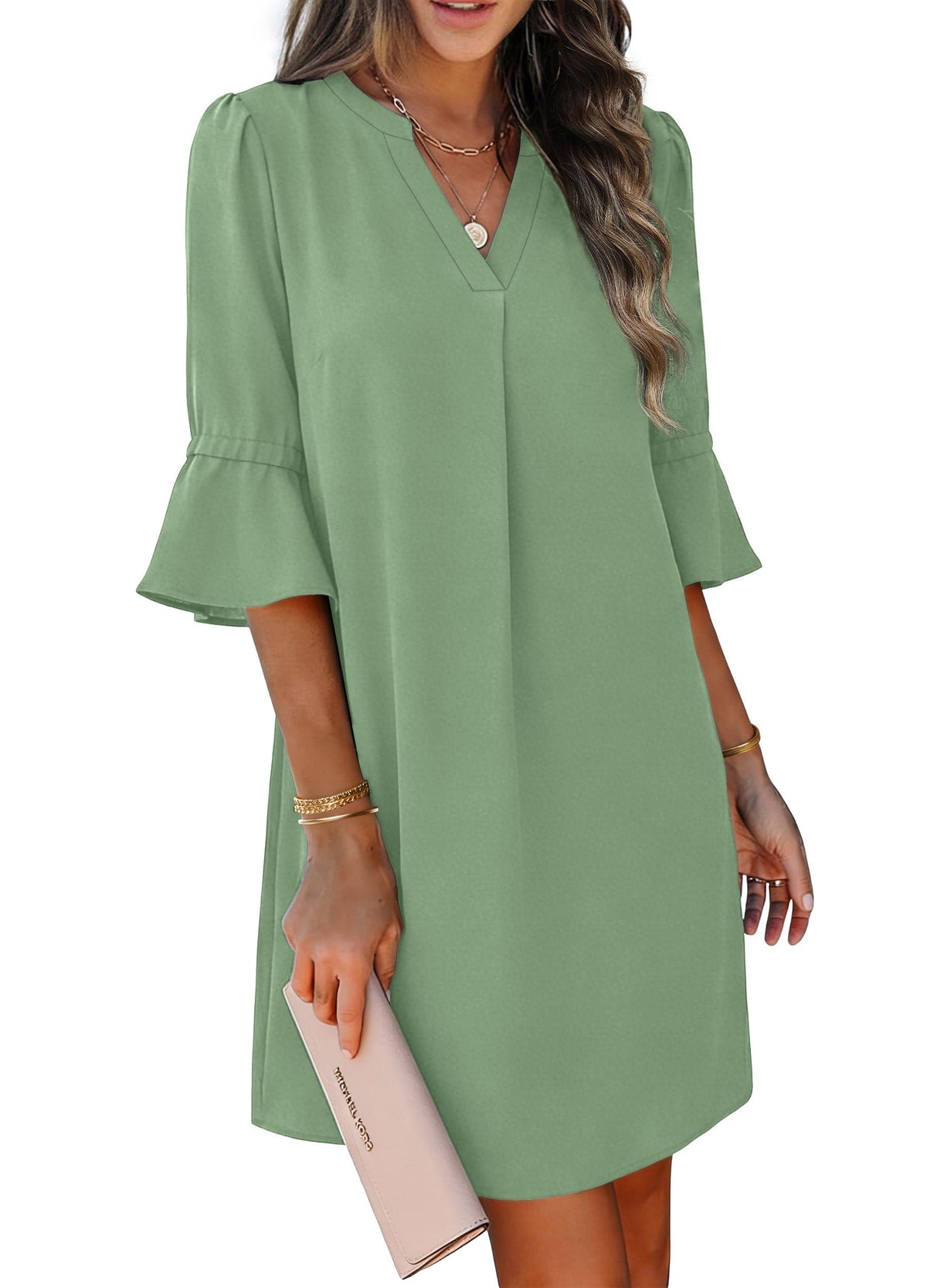 RUMIA Shift Dress for Women Ruffle Sleeve Loose Casual Dress