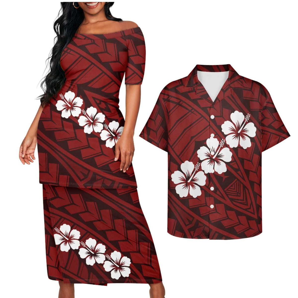 Samoa Couple Outfit Puletasi Samoa Dress Polynesian Shirts for Men Puletasi Samoan Traditional Dress Hawaiian