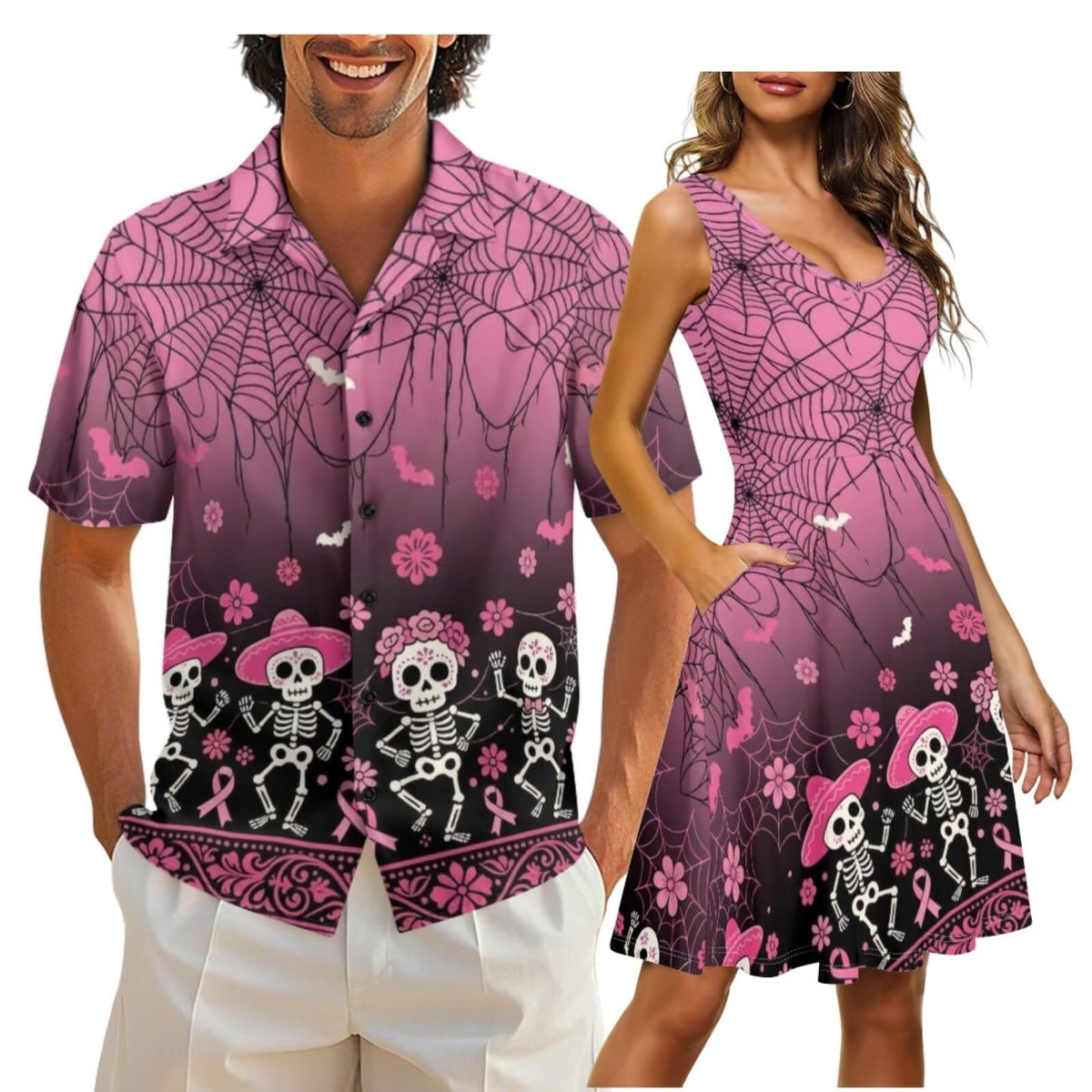 Cozeyat Independence Day Matching Outfits for Couples Mens Short Sleeve Button Down Shirts Womens Sleeveless Dress
