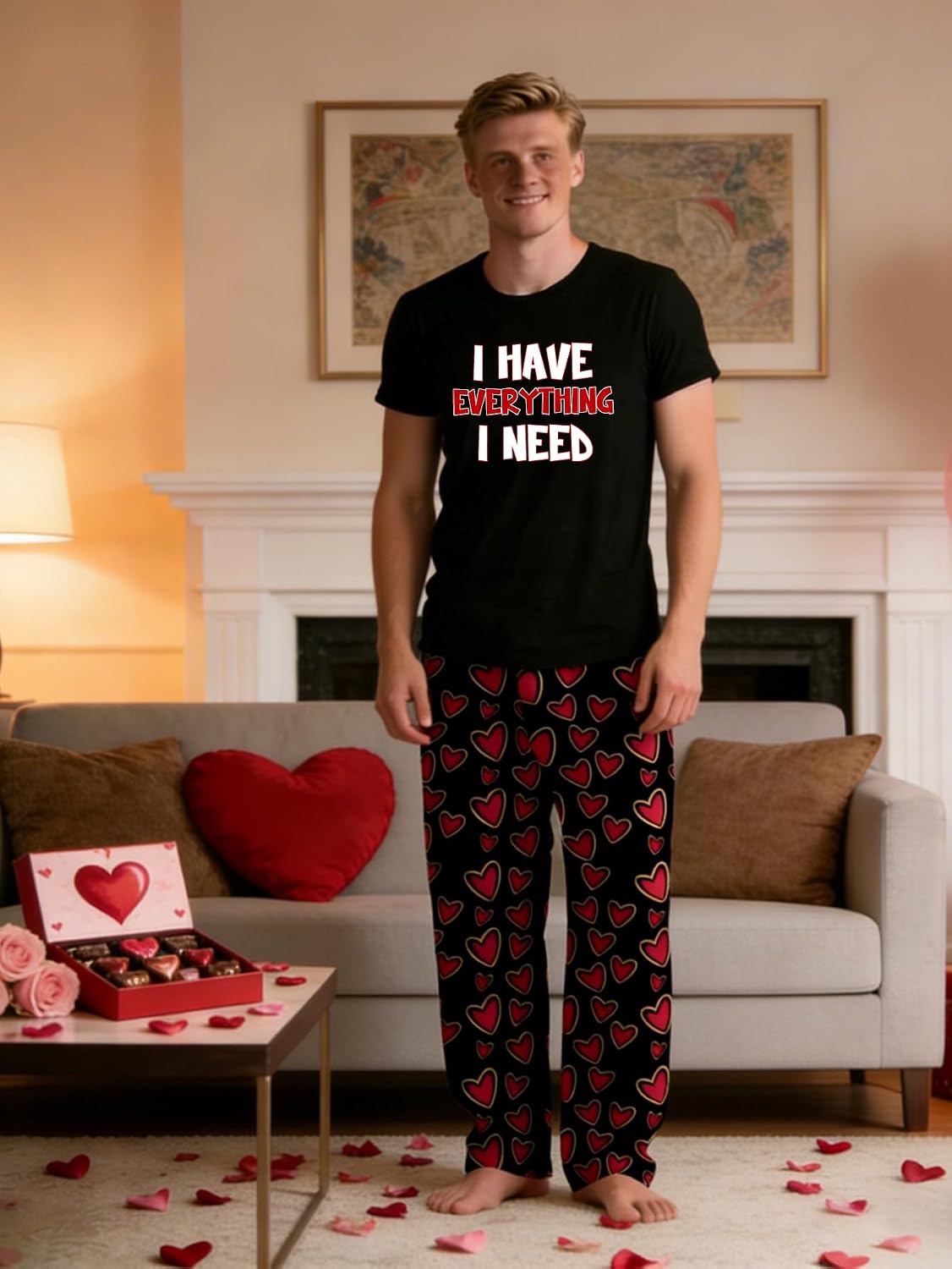 MI X TEE Matching Pajamas for Couples, His and Hers Sleepwear Sets