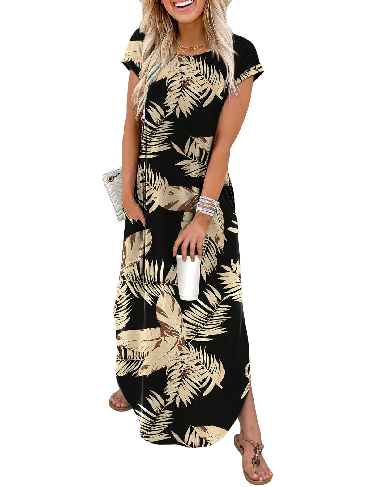 WIHOLL Summer Dresses Cap Sleeve Crewneck Maxi Long Casual Dress with Pockets Beach Vacation Sundresses 2026 Trendy