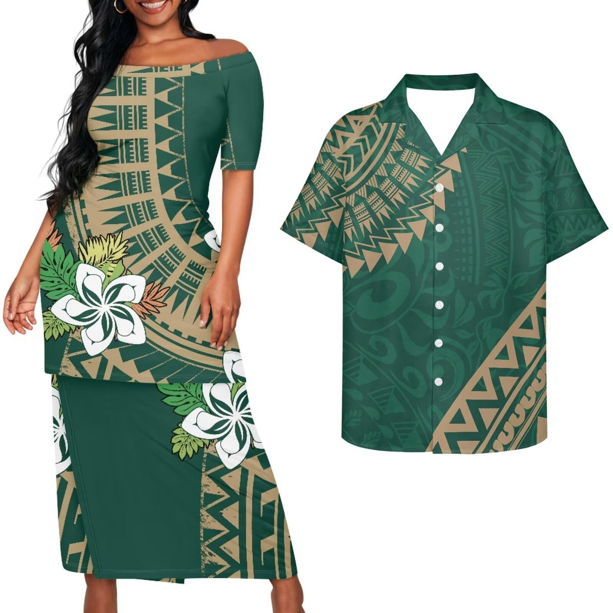 Samoa Couple Outfit Puletasi Samoa Dress Polynesian Shirts for Men Puletasi Samoan Traditional Dress Hawaiian