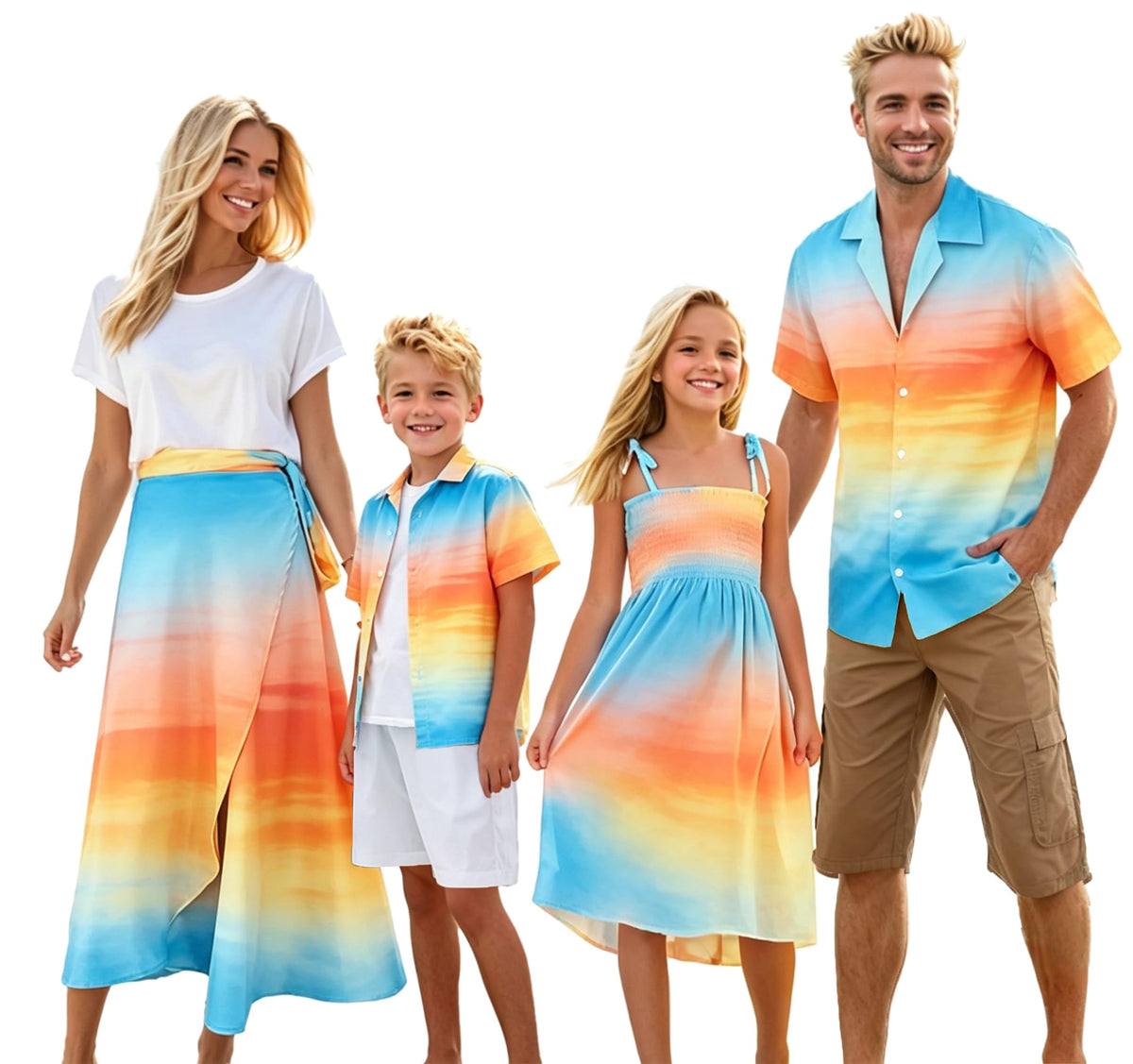 Cromoncent Matching Hawaiian Outfits for Family, Dad and Son Matching Luau Beach Tropical Shirts Mommy Daughter Tropical Sets